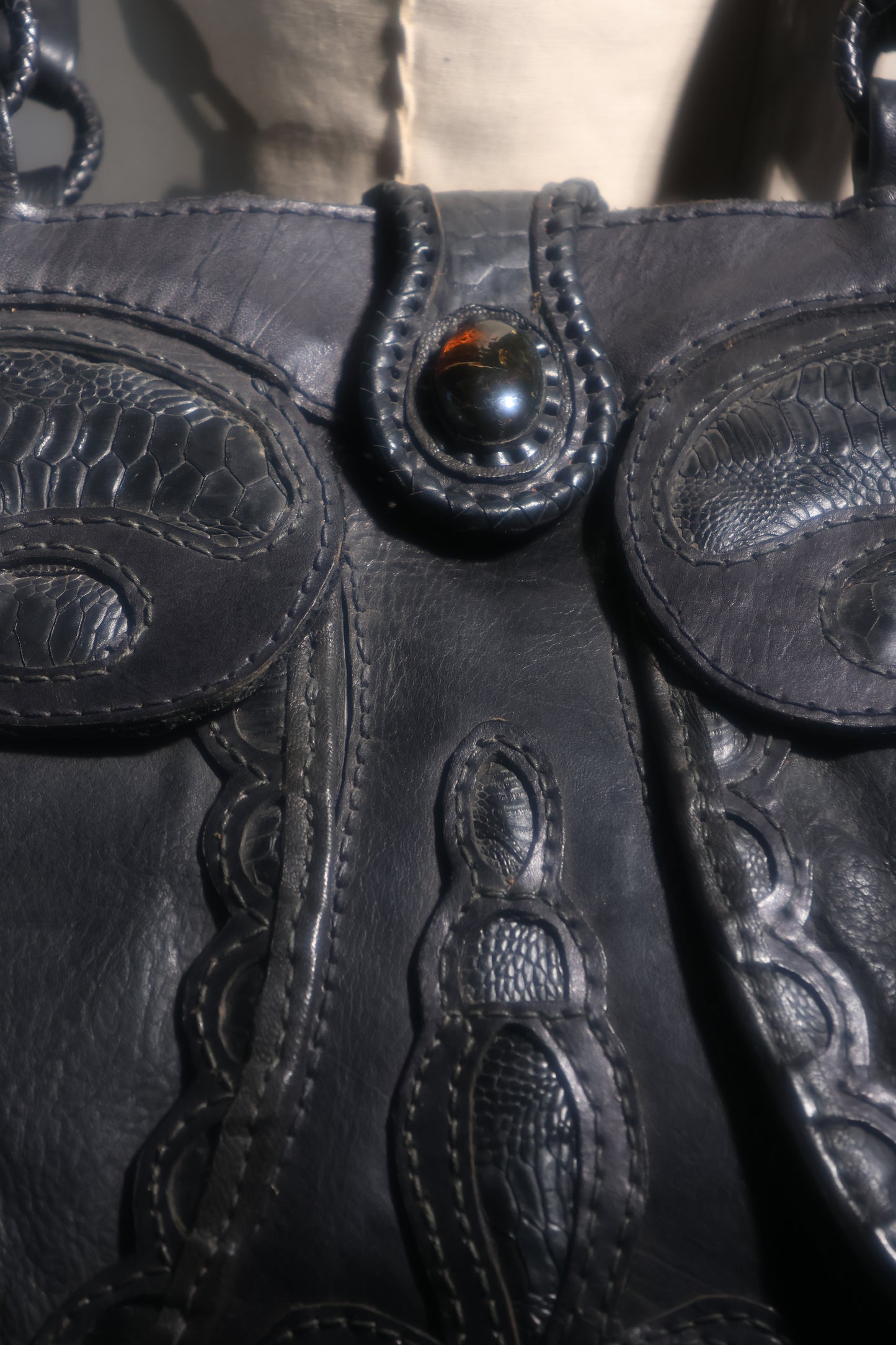 Share Spirit Hand Tooled Leather Bag - Black / Black