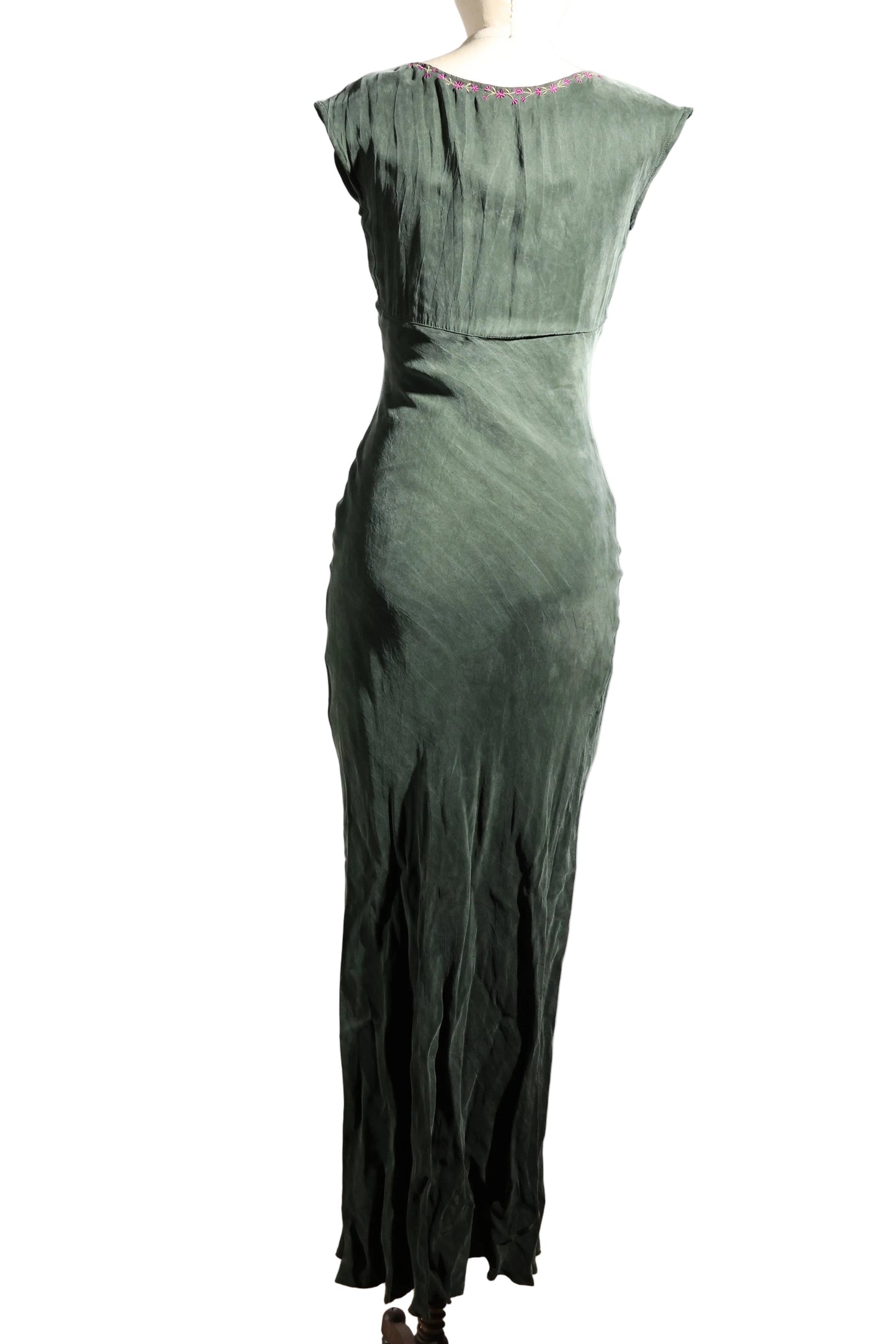 Les Habitudes Fifi Dress With Broidered Flowers - Green