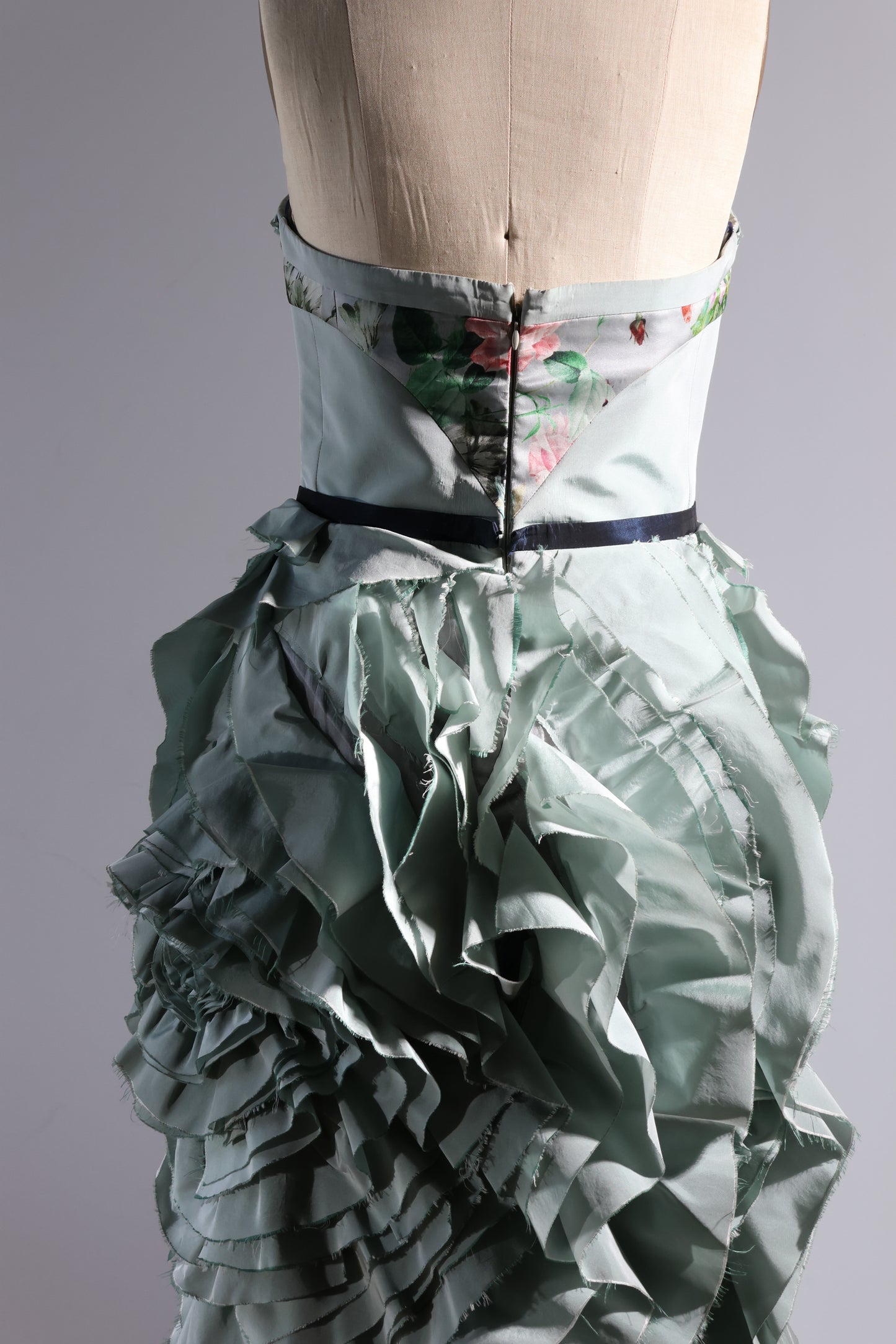 Foddis Audrey Silk Taffeta Dress - Green Floral