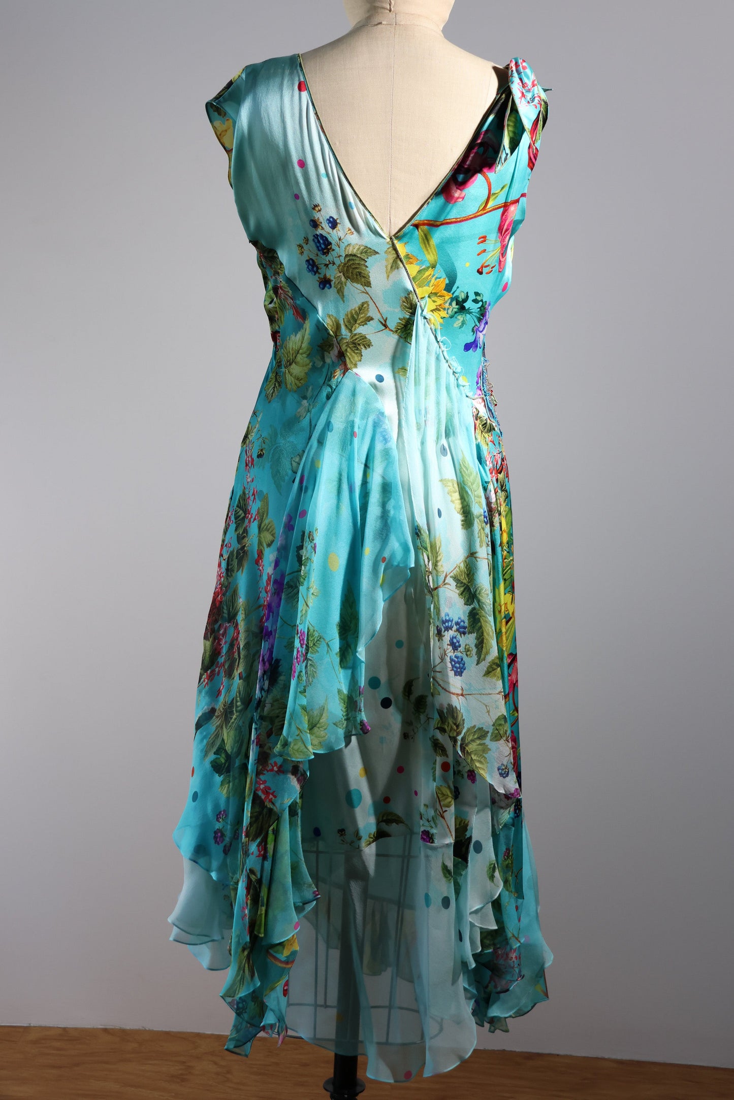 Antheia Short Silk Dress - Turqoise Print