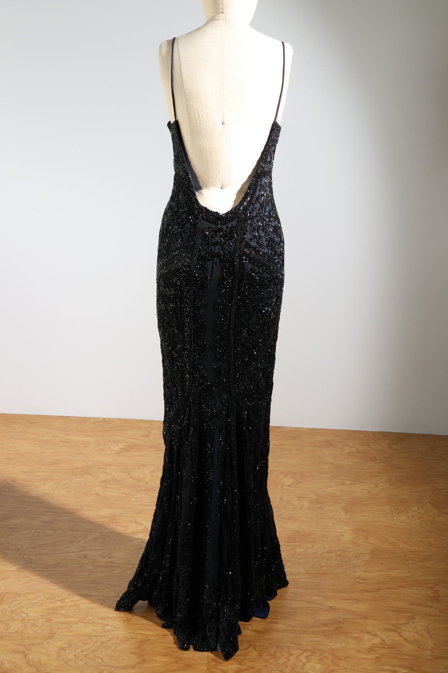 Eavis & Brown Striped Beaded Long Dress 99 - Black / Navy