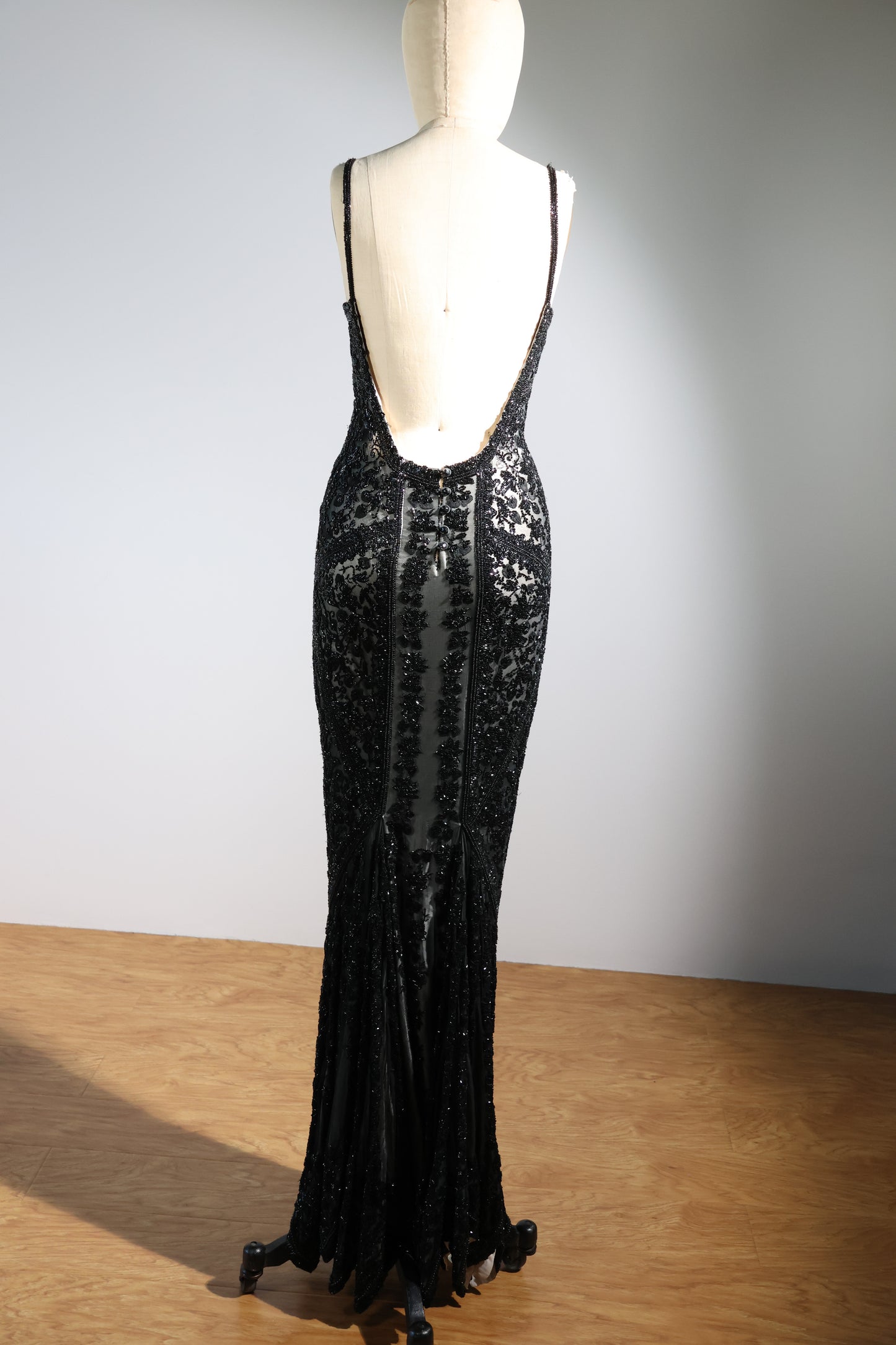 Eavis & Brown Striped Beaded Long Dress 99 - Black / Ivory