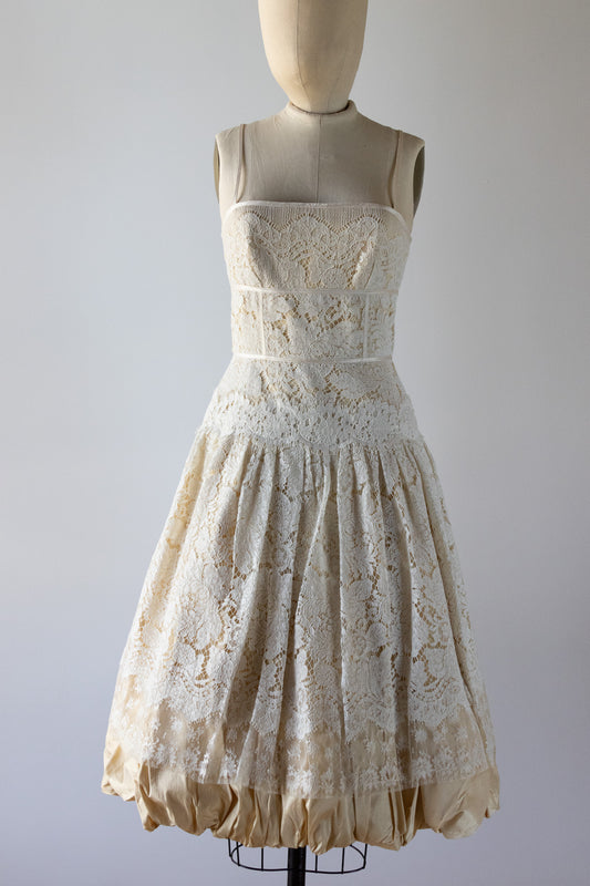 David Fielden Heavy Lace Dress - Ivy / Cream