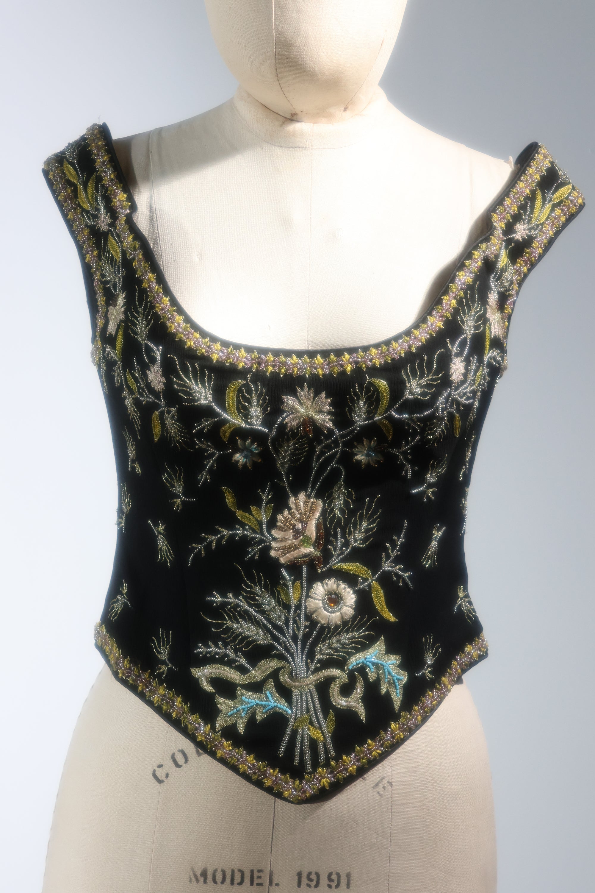 LES HABITUDES Corset TP149 — Black / Multi Seaweed / Off-Shoulder