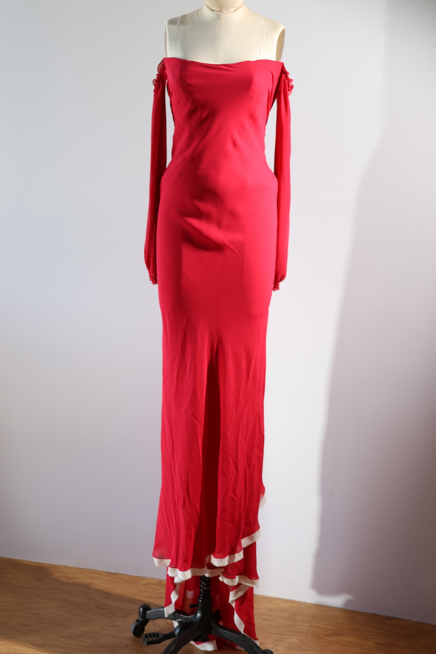 Foddis Akantha Long Dress - Red Ivory Trim