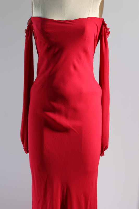 Foddis Akantha Long Dress - Red Ivory Trim