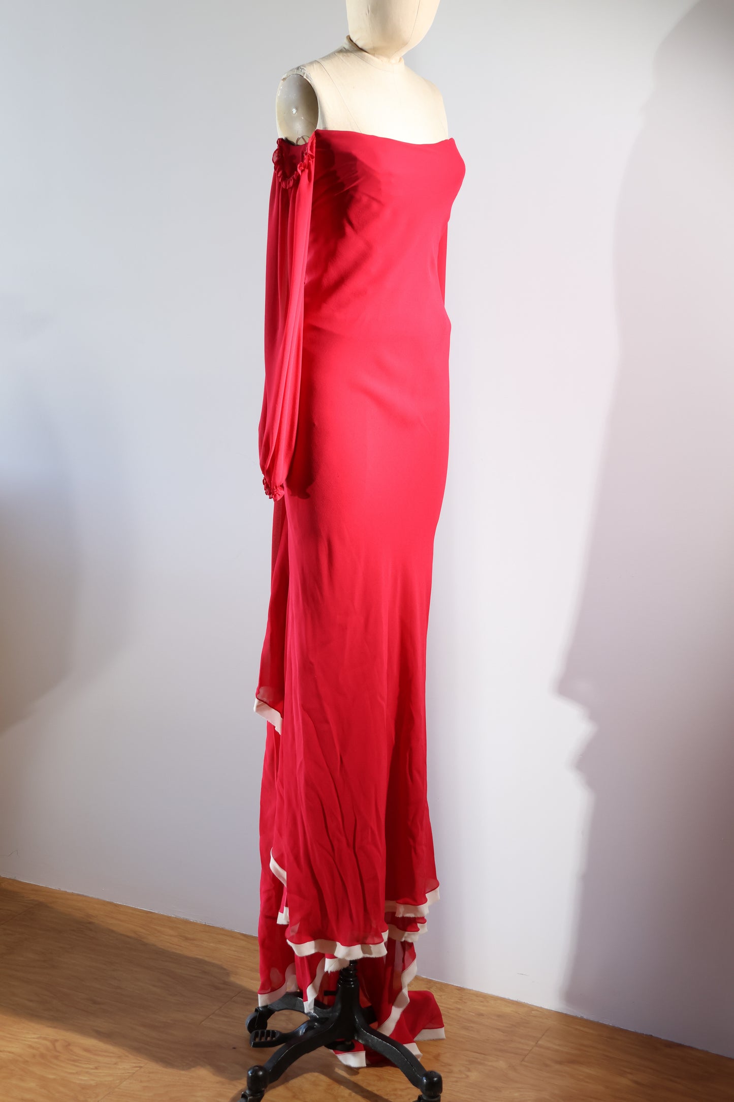 Foddis Akantha Long Dress - Red Ivory Trim