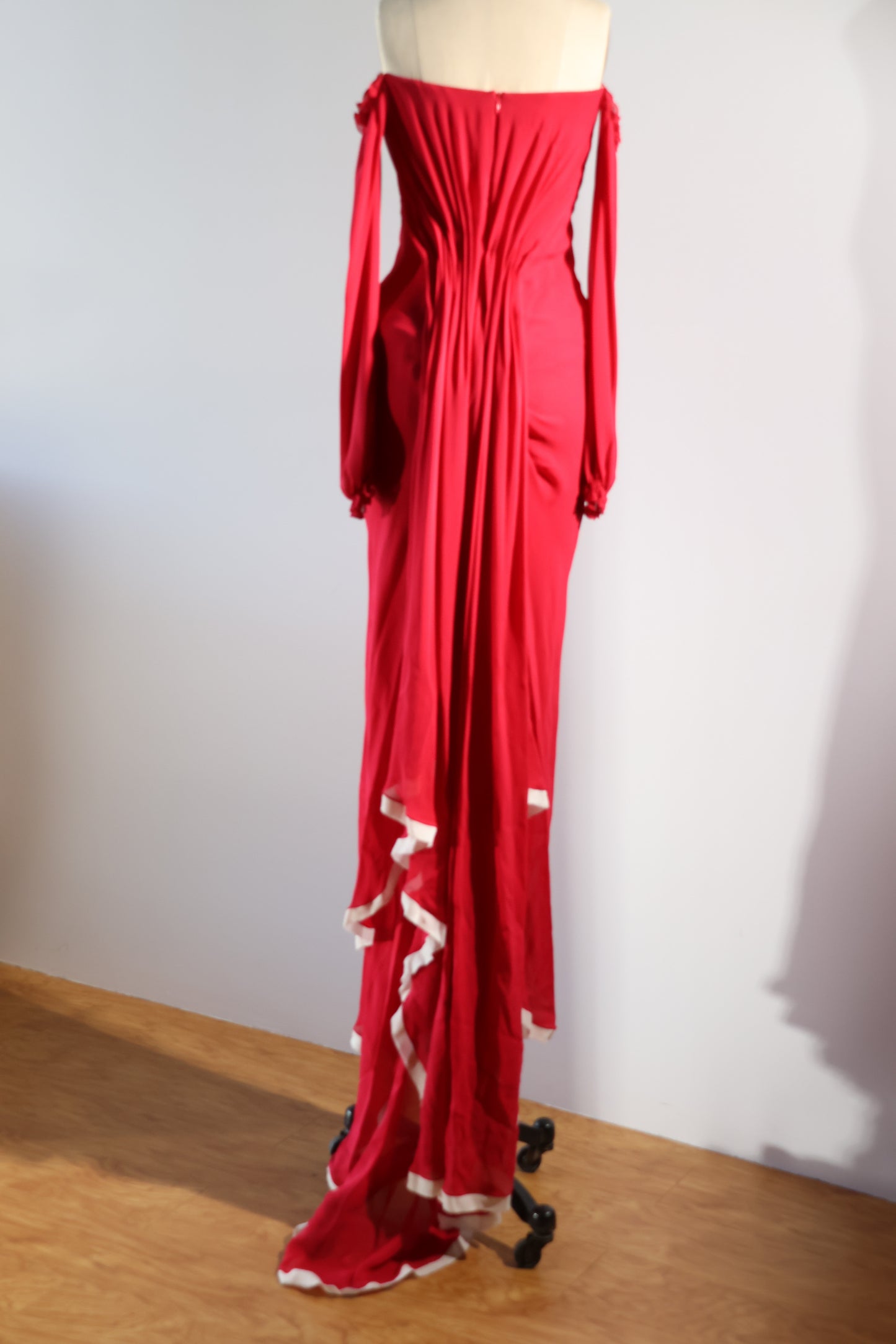 Foddis Akantha Long Dress - Red Ivory Trim