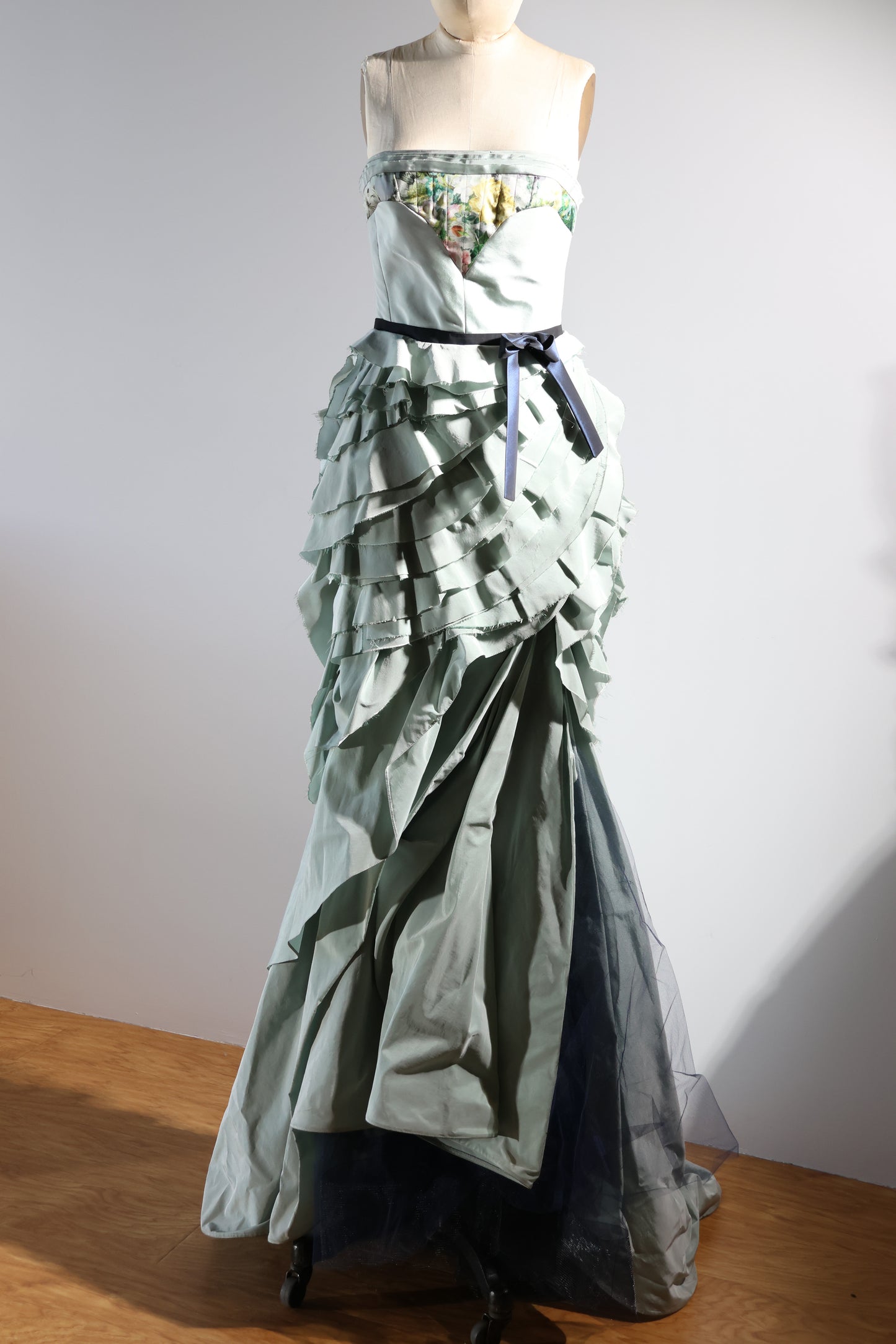 Foddis Audrey Silk Taffeta Dress - Green Floral