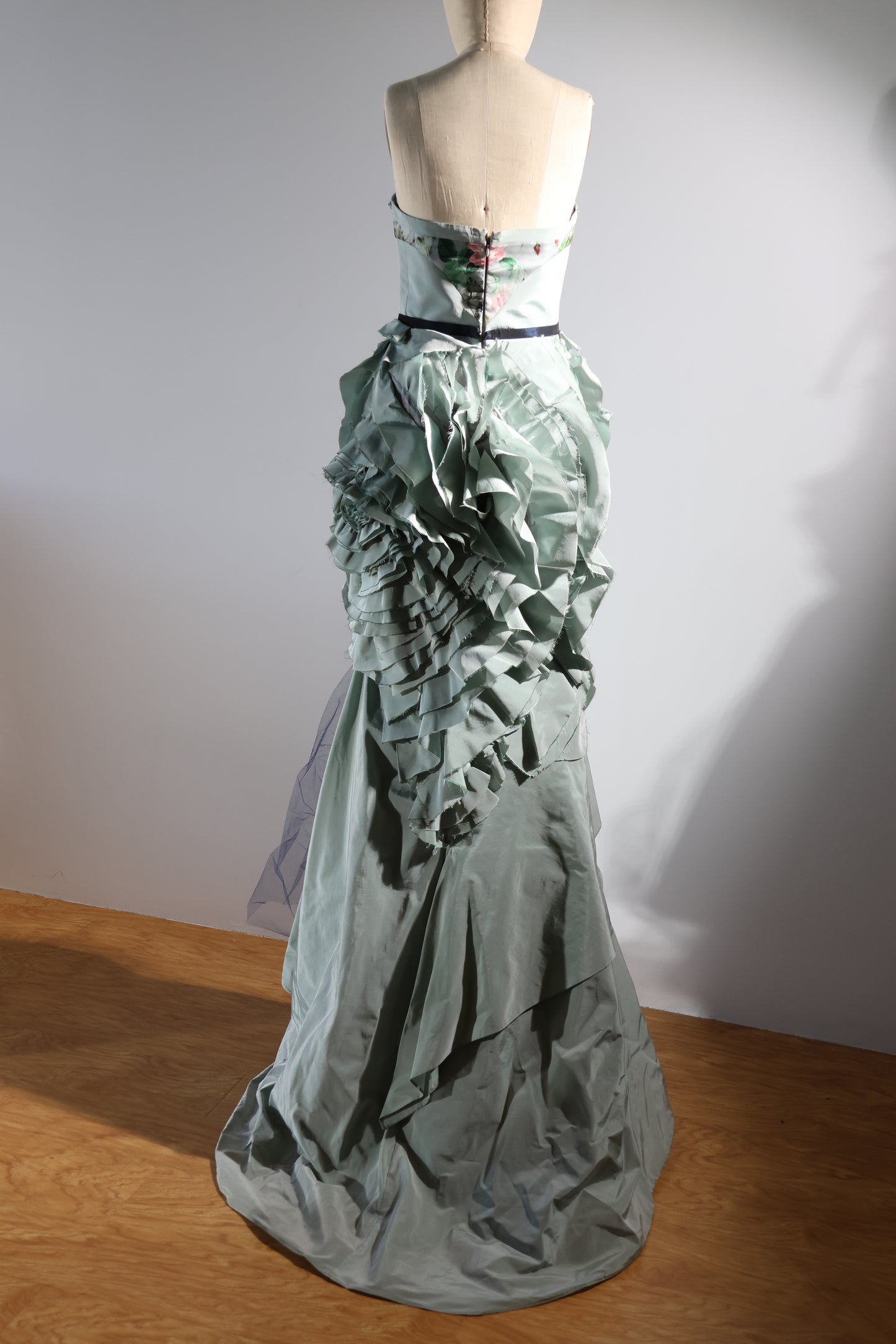 Foddis Audrey Silk Taffeta Dress - Green Floral