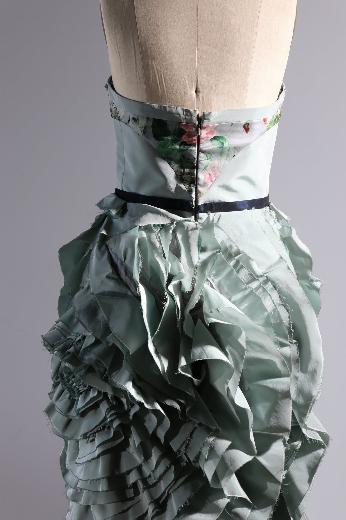 Foddis Audrey Silk Taffeta Dress — Green Floral
