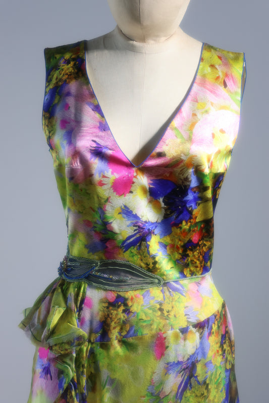 Foddis Gloss Short Dress Satin / Chiffon Flower Print