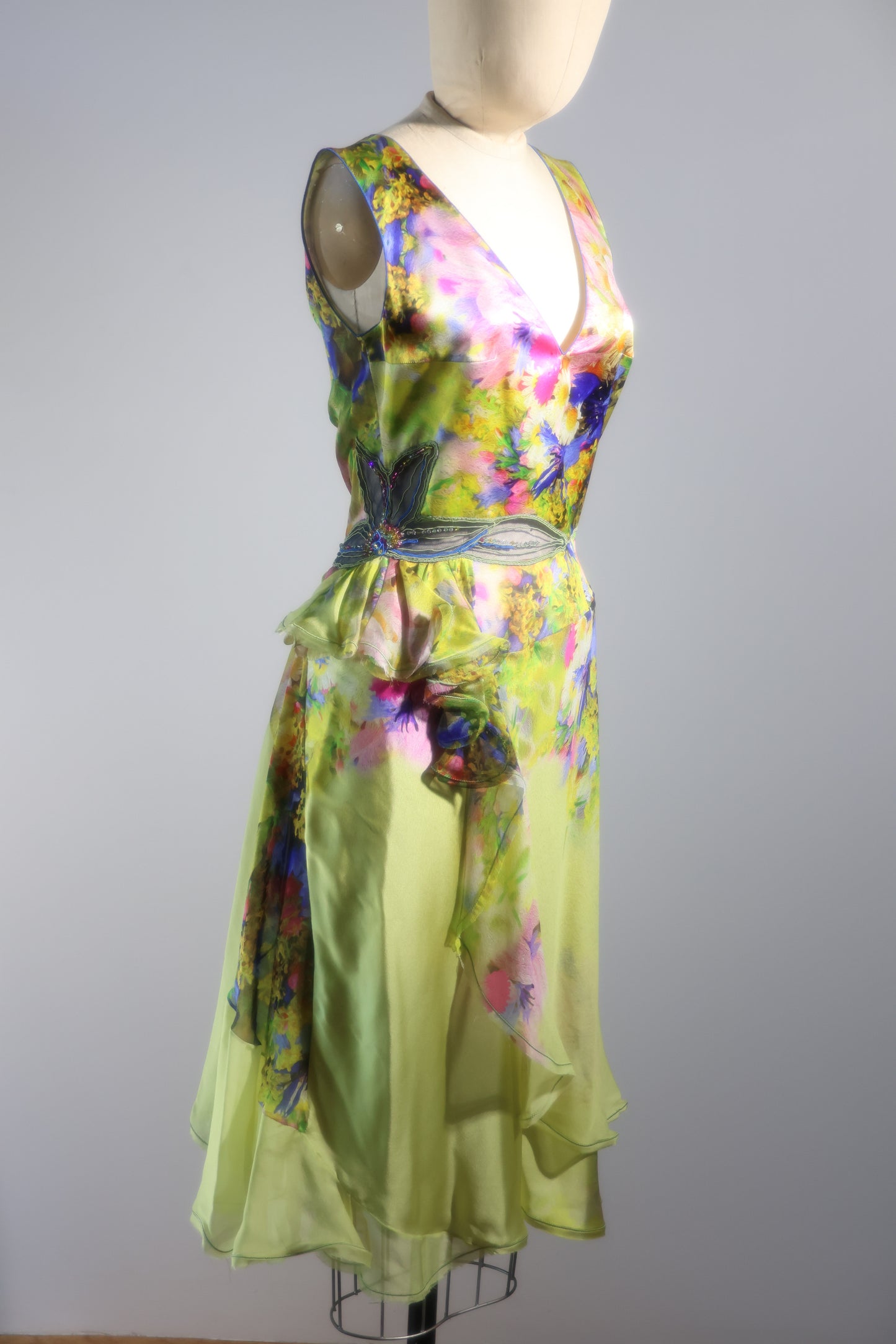 Foddis Gloss Short Dress Satin / Chiffon Flower Print