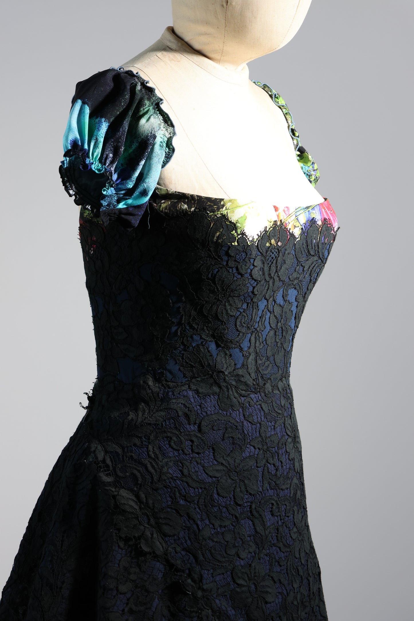 Foddis Tersichore Lace / Organza Dress - Navy/Floral