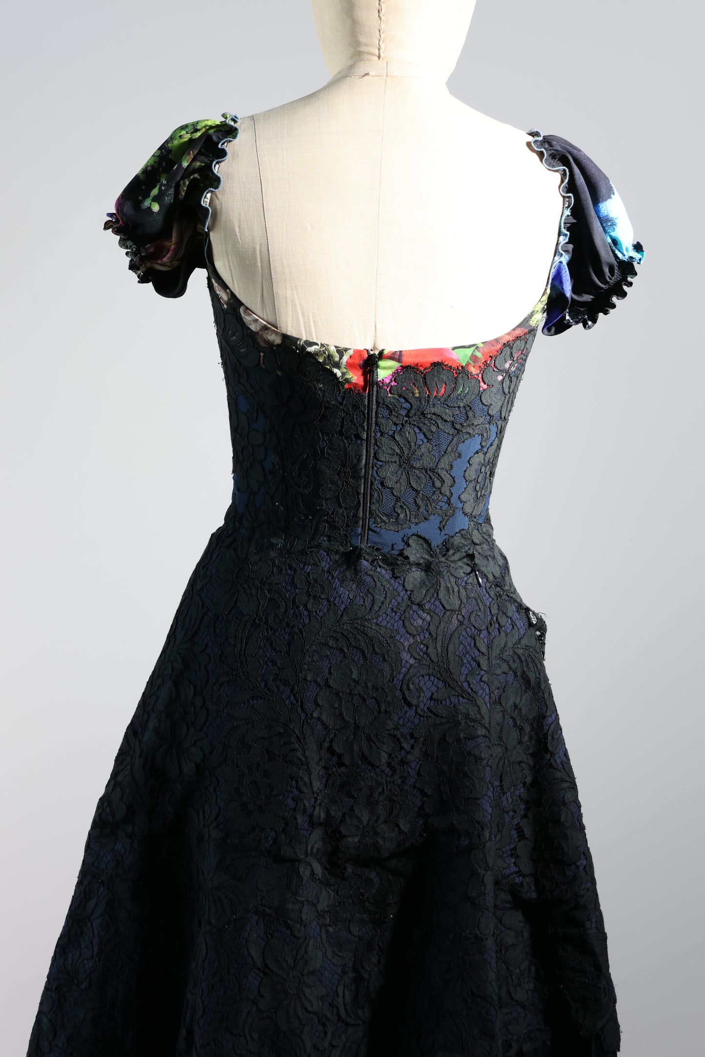 Foddis Tersichore Lace / Organza Dress - Navy/Floral