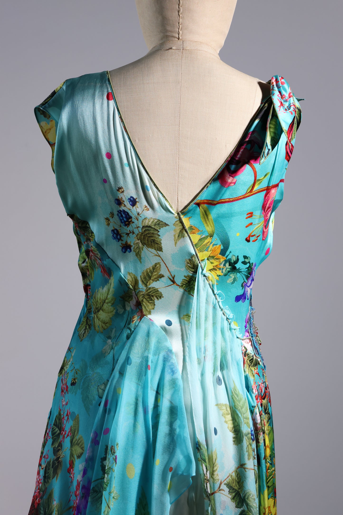 Antheia Short Silk Dress - Turqoise Print