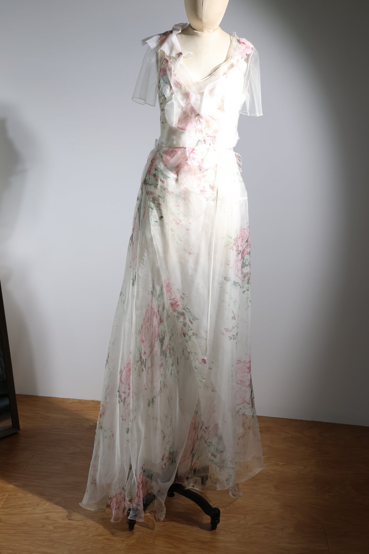 Foddis Long Silk Gauze - Flower Print on White