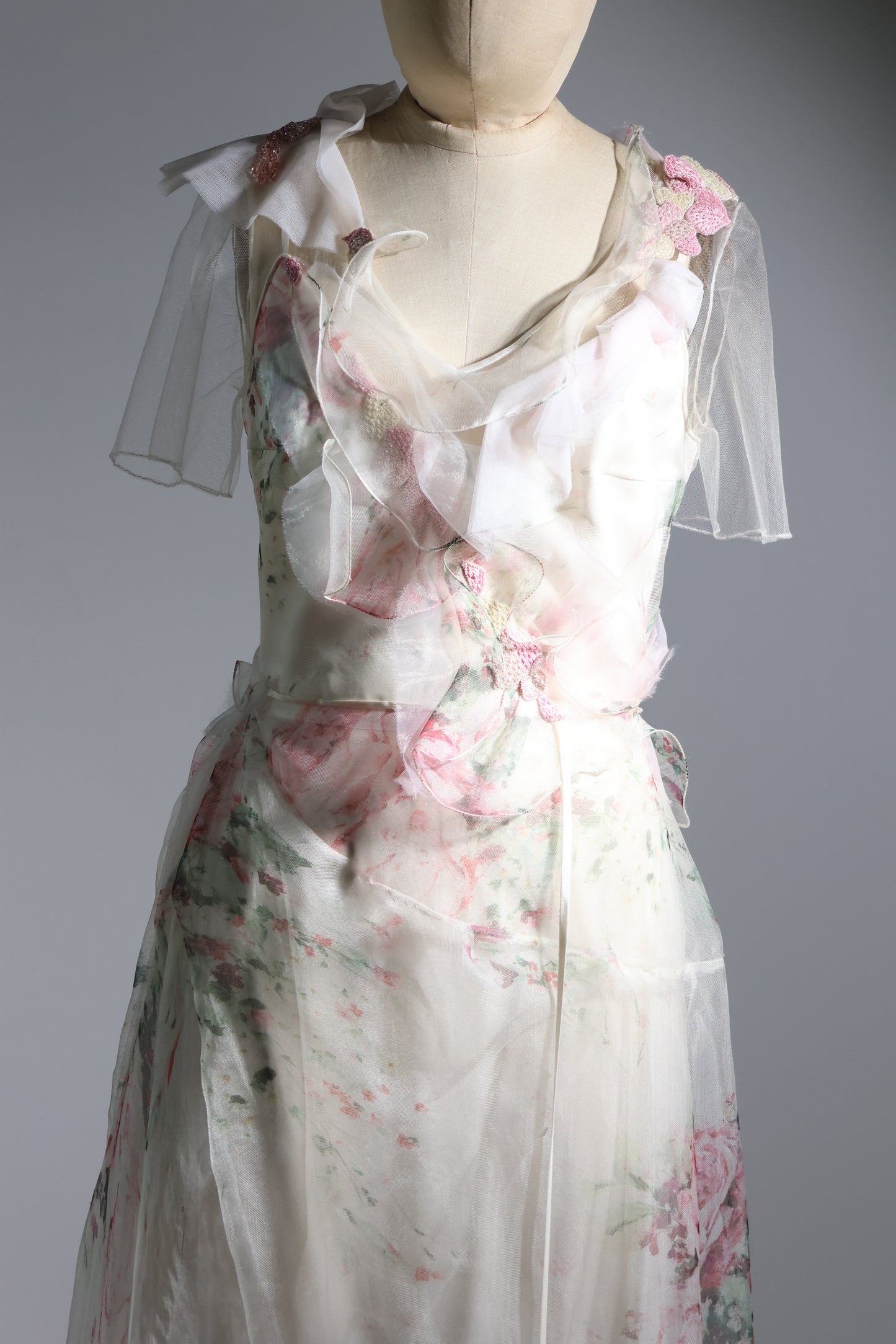Foddis Long Silk Gauze - Flower Print on White