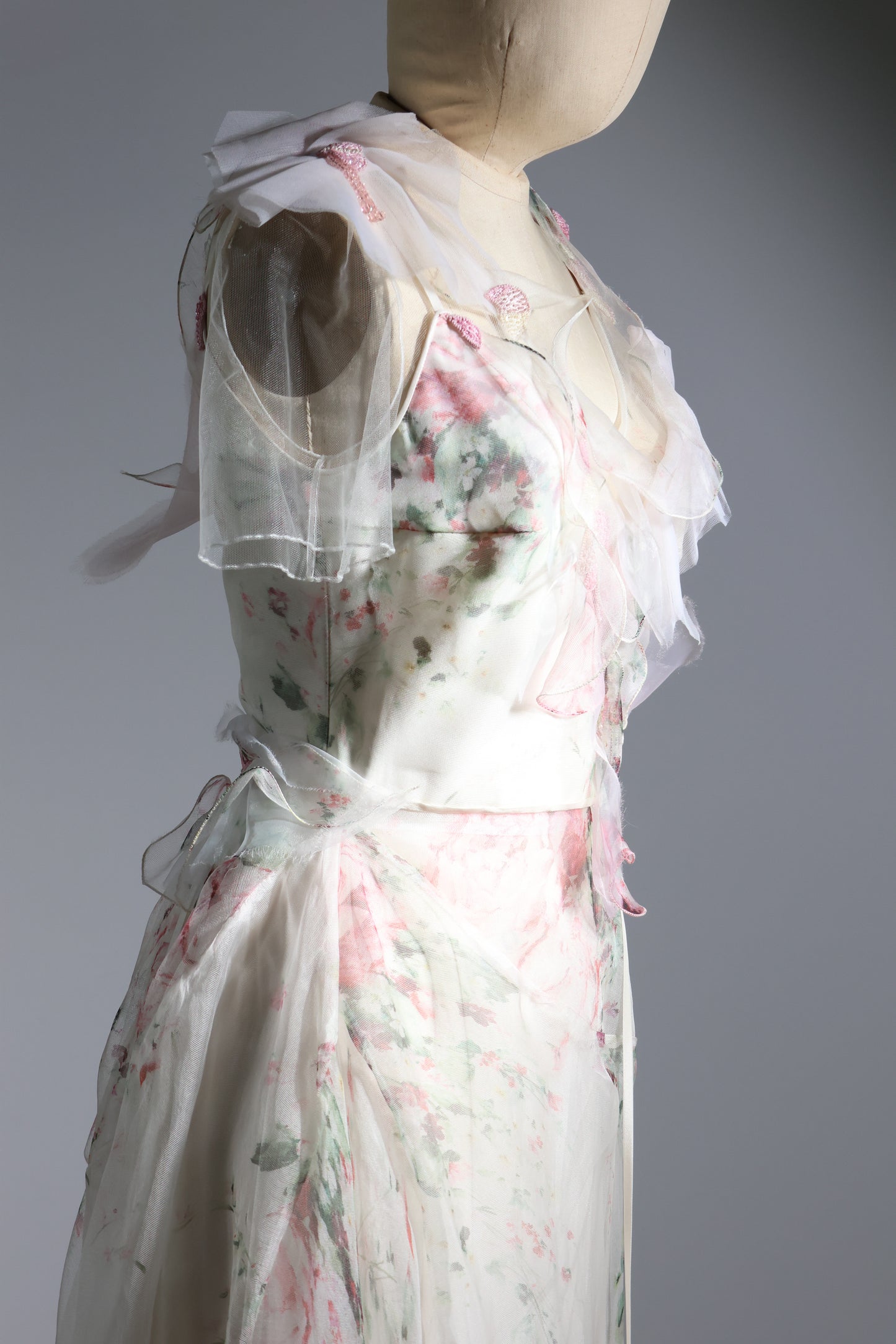 Foddis Long Silk Gauze - Flower Print on White