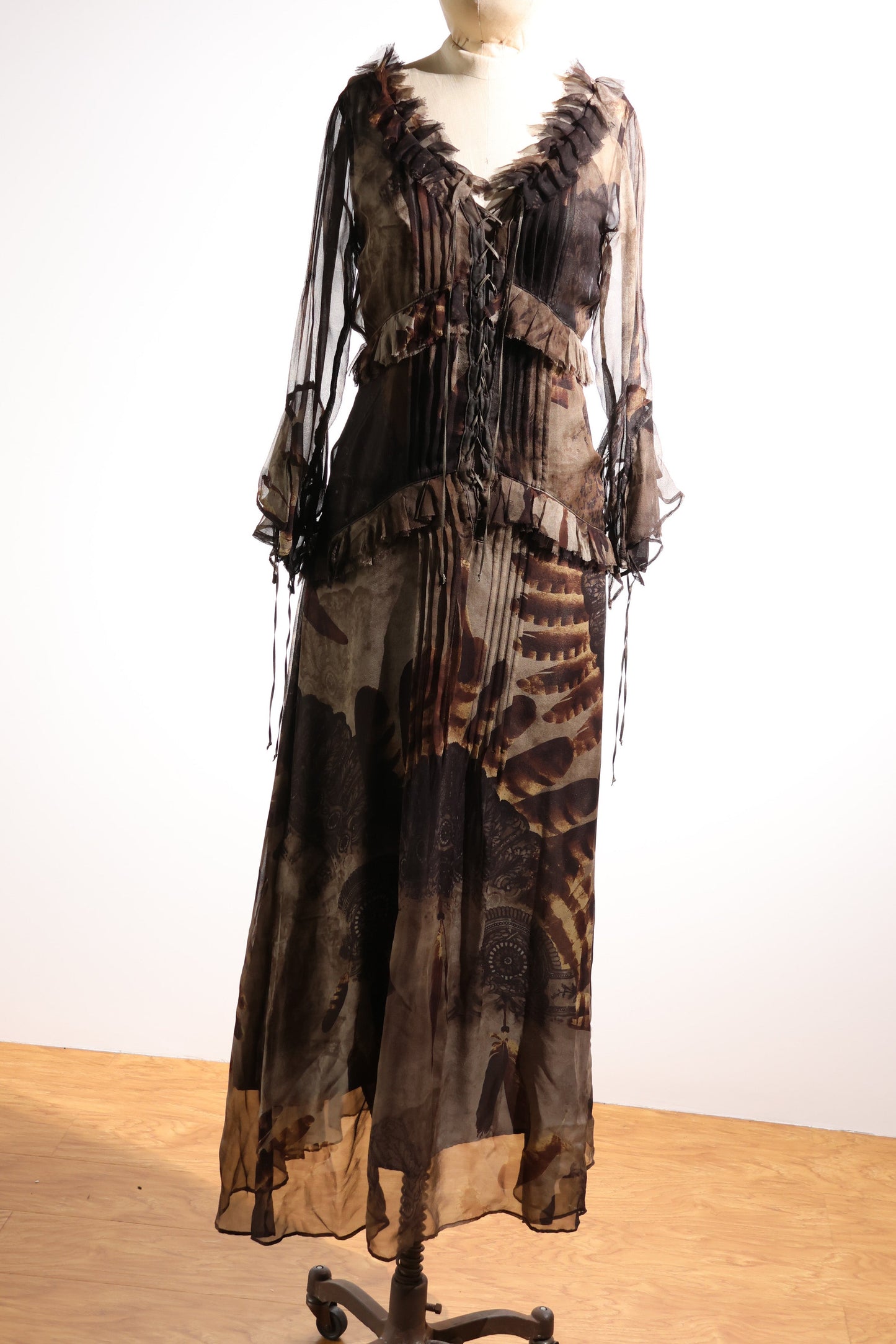 Share Spirit Lady's Silk Dress - Beige Brown