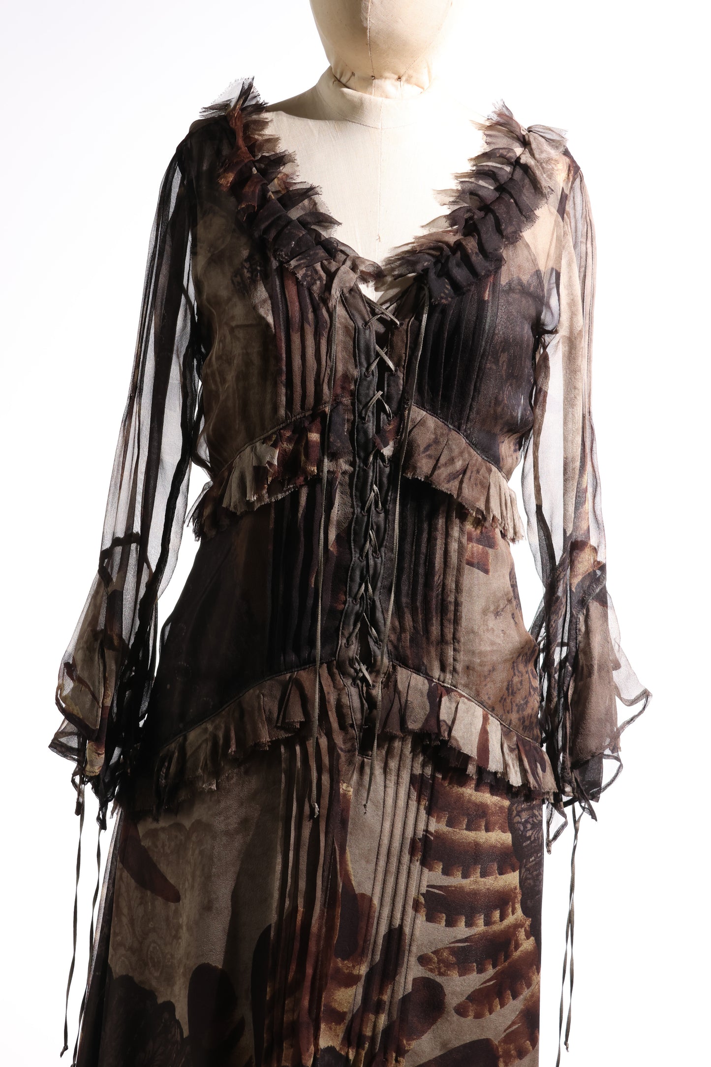 Share Spirit Lady's Silk Dress - Beige Brown