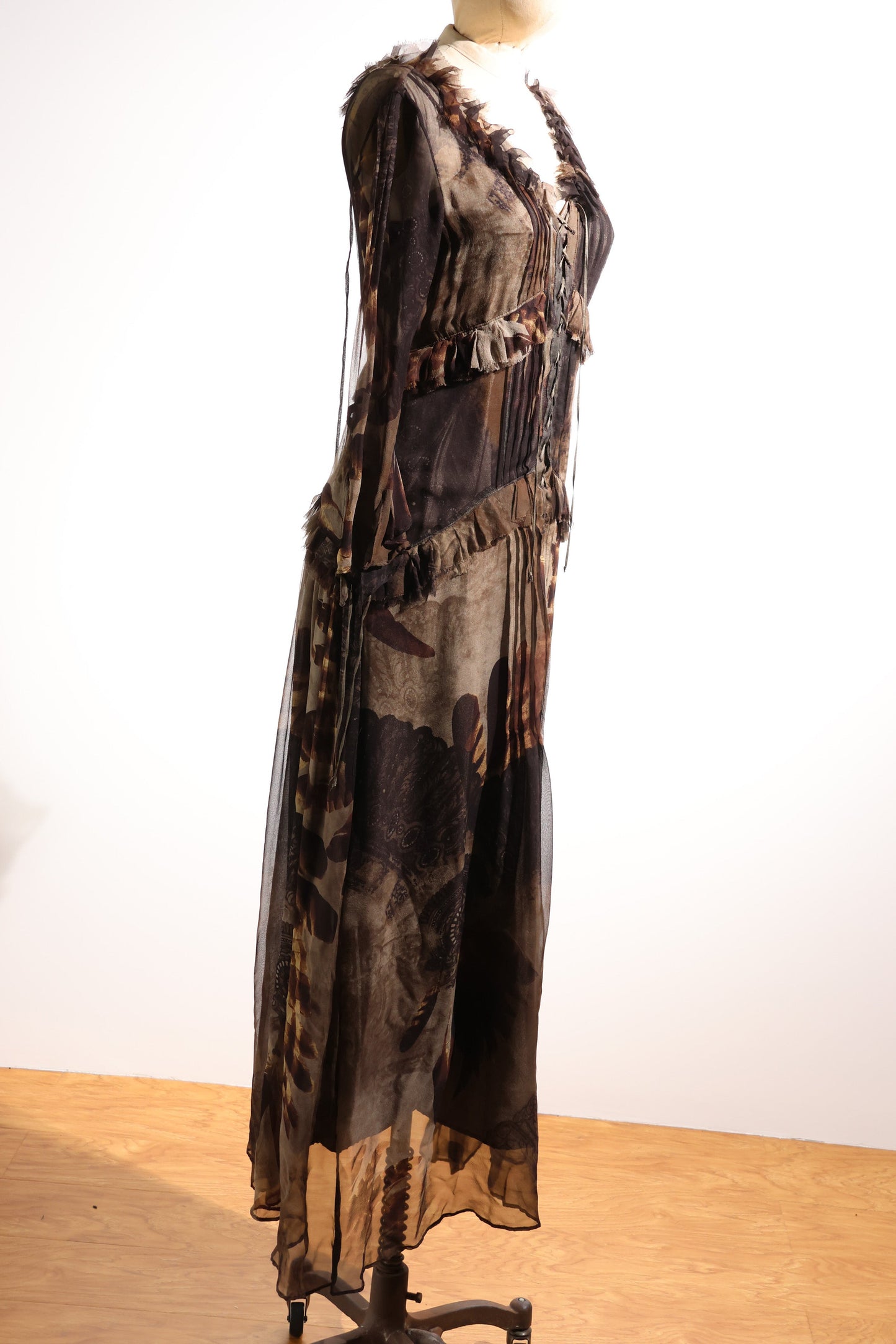 Share Spirit Lady's Silk Dress - Beige Brown
