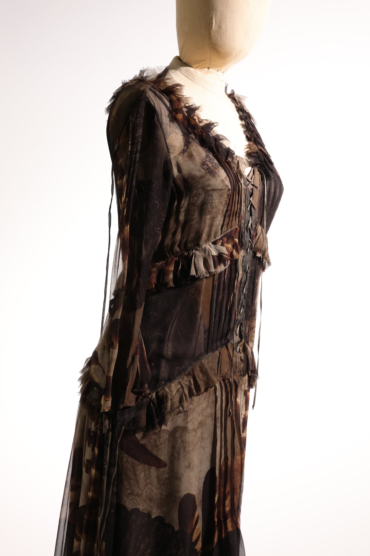 Share Spirit Lady's Silk Dress - Beige Brown