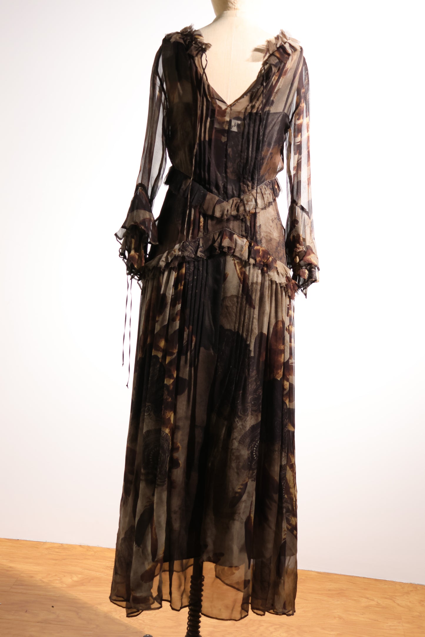 Share Spirit Lady's Silk Dress - Beige Brown