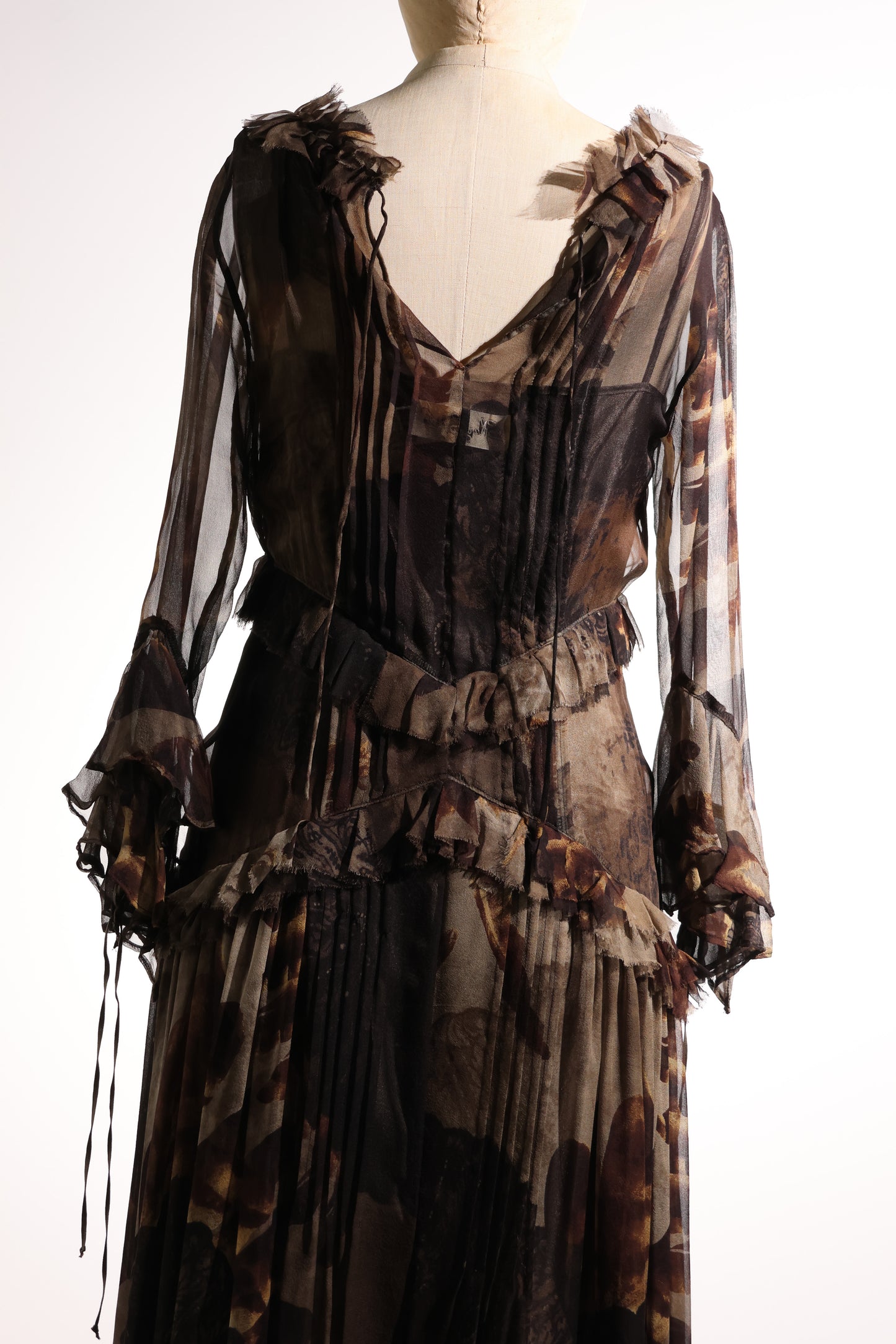 Share Spirit Lady's Silk Dress - Beige Brown