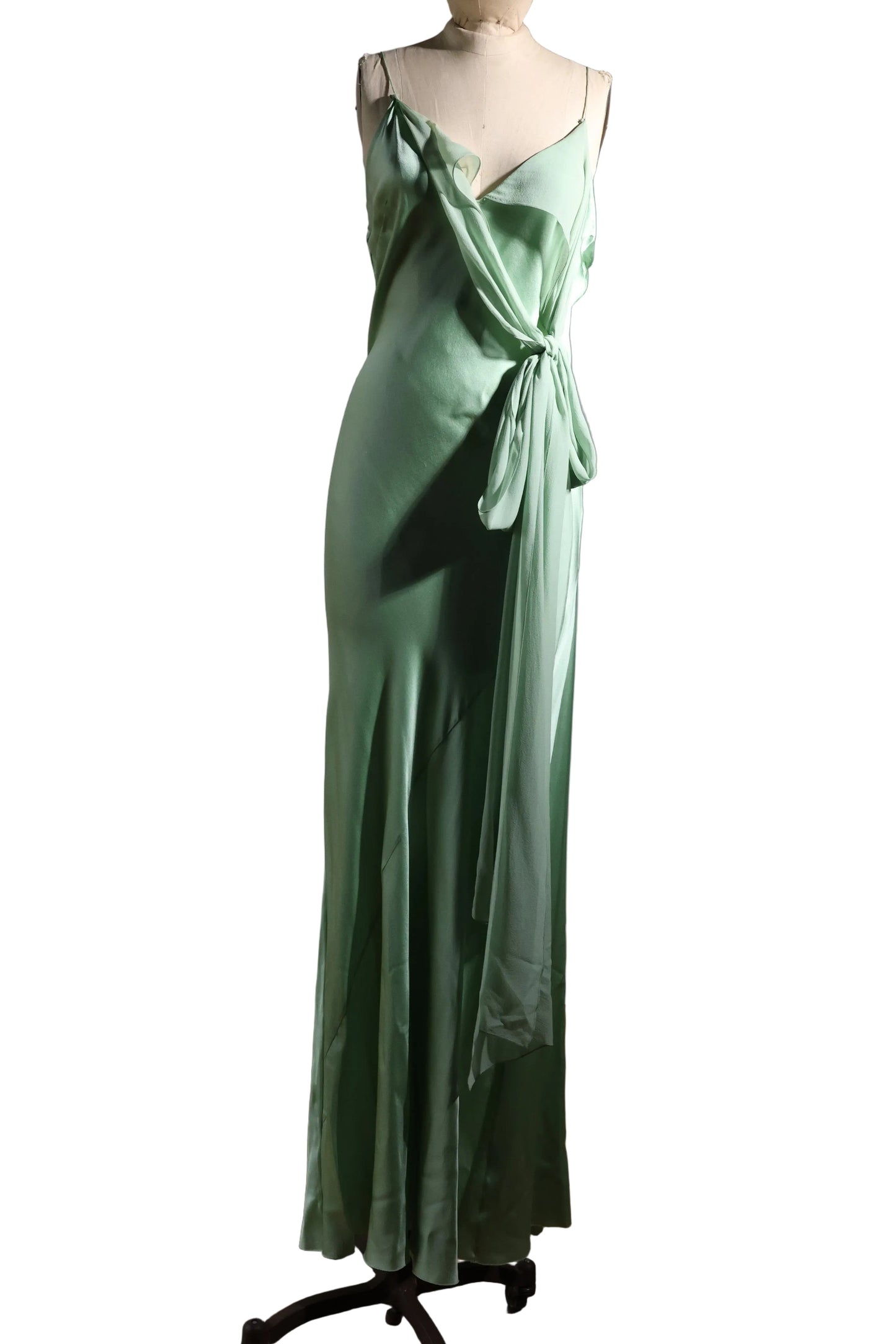 Cortana Long Slip Dress W/ Scarf - Aqua