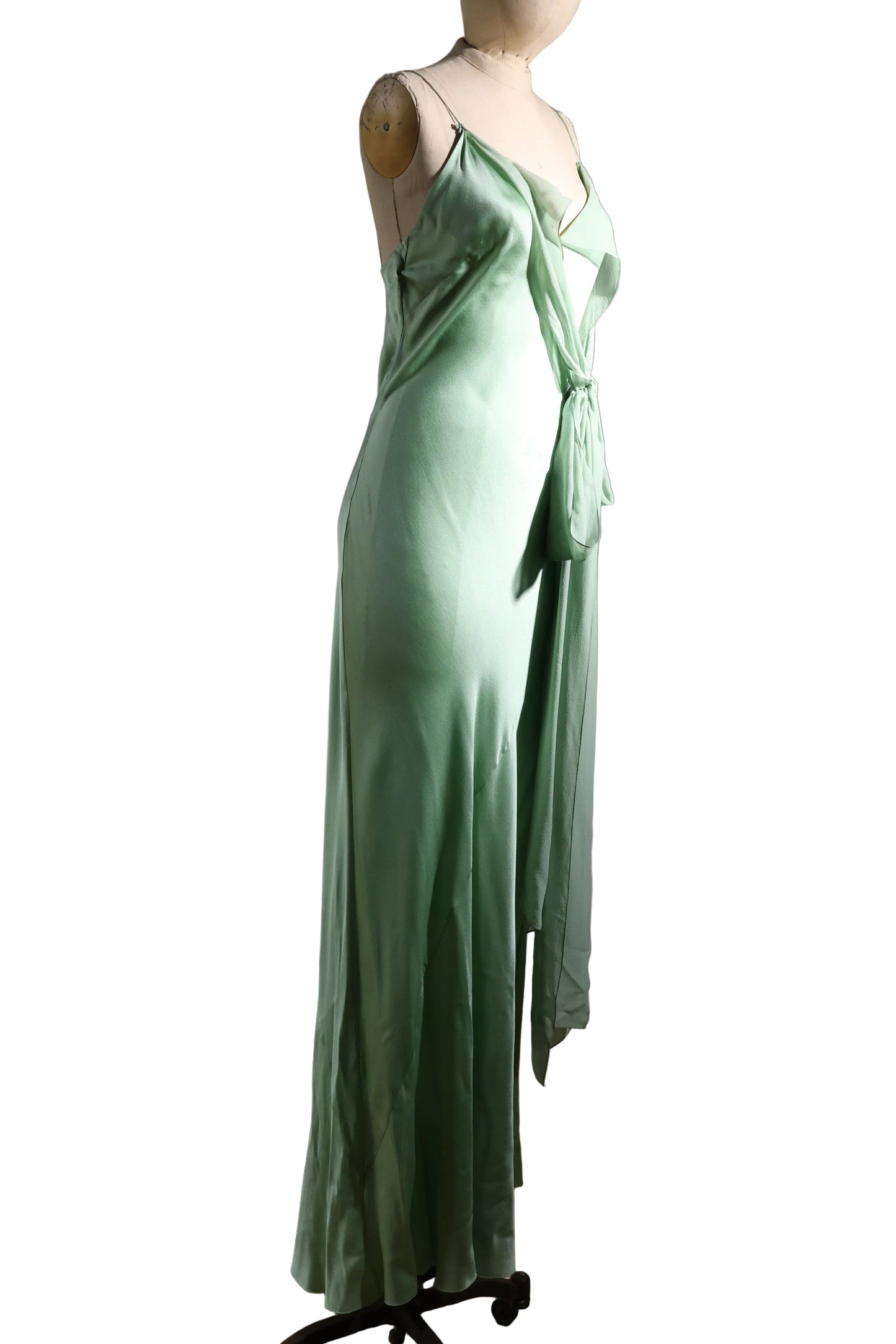 Cortana Long Slip Dress W/ Scarf - Aqua