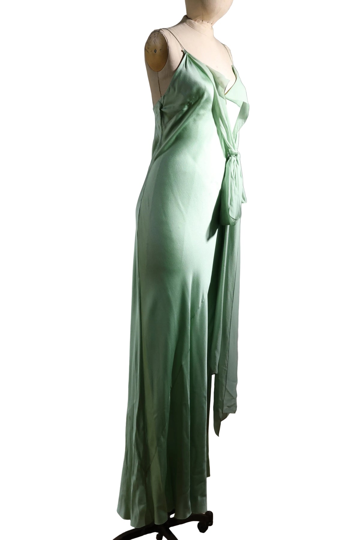 Cortana Long Slip Dress with Scarf — Aqua