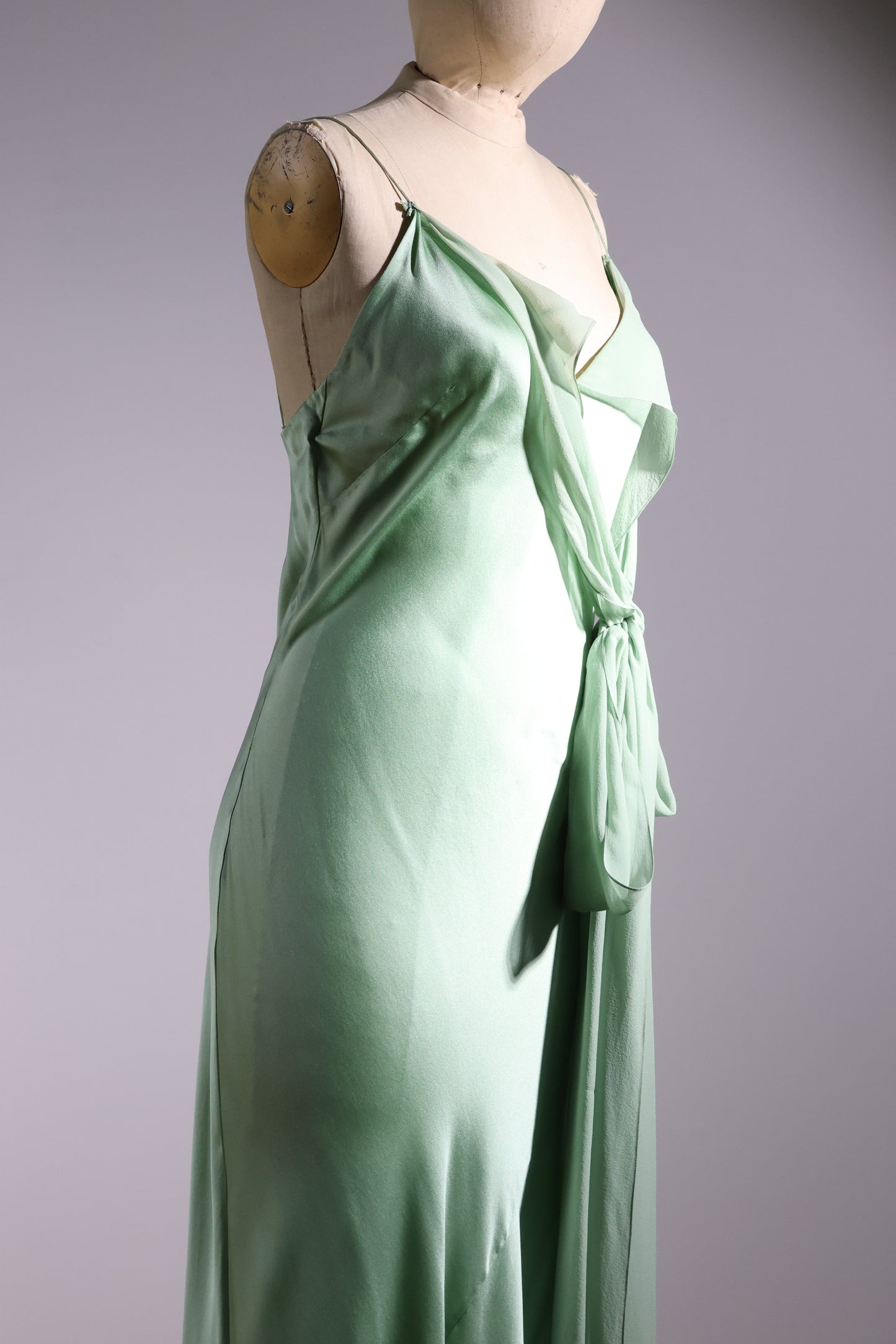 Cortana Long Slip Dress W/ Scarf - Aqua