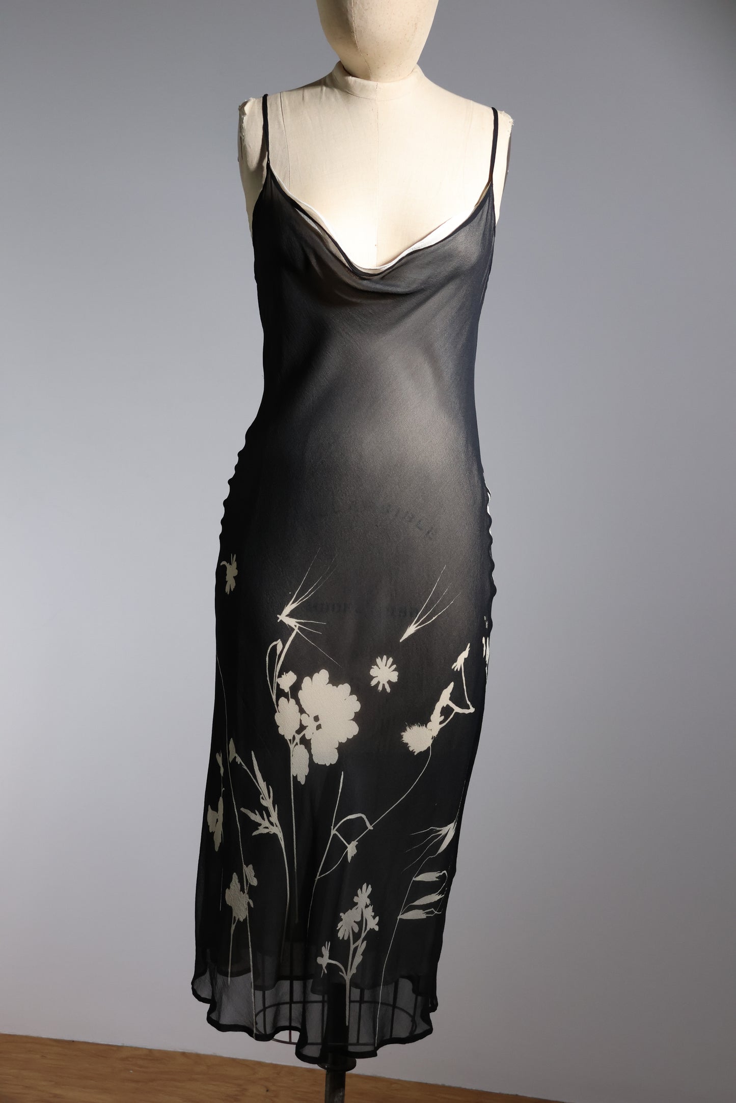 Jagoda Kurša Sheer Floral Slip Dress – Black / White