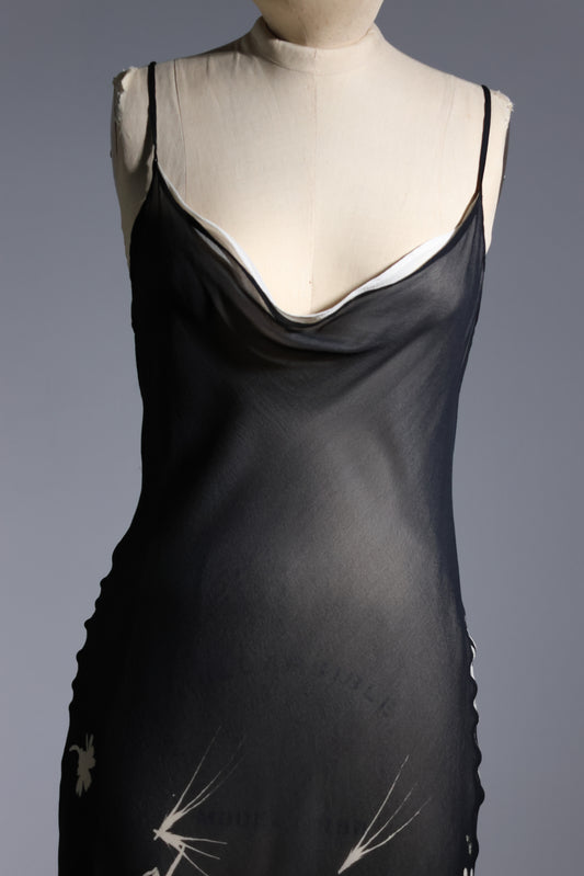 Jagoda Kurša Sheer Floral Slip Dress – Black / White