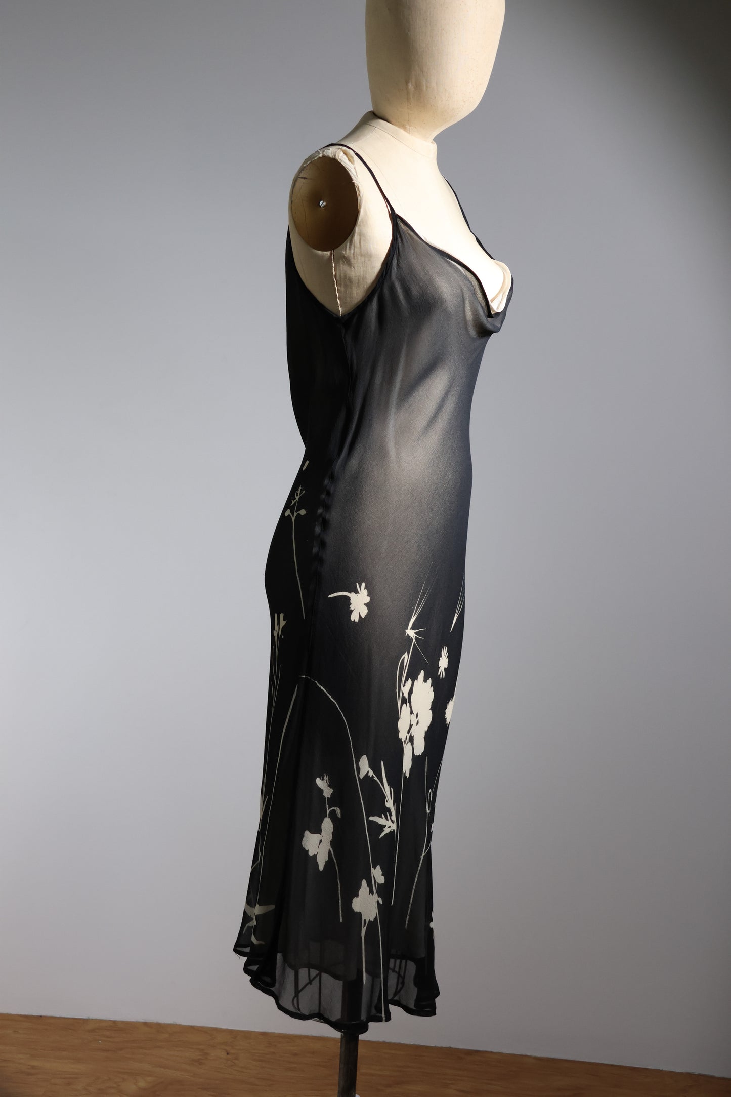 Jagoda Kurša Sheer Floral Slip Dress – Black / White