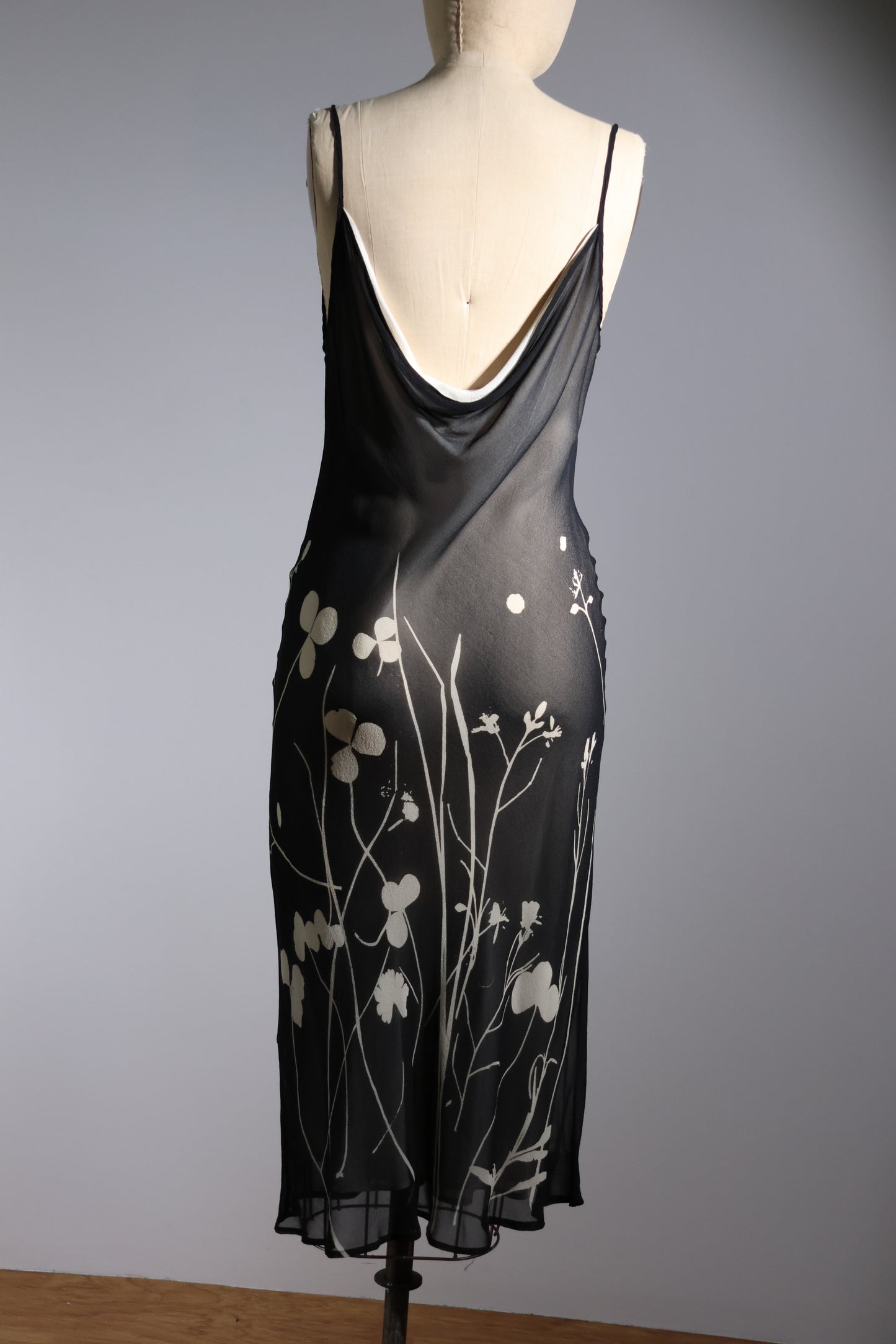 Jagoda Kurša Sheer Floral Slip Dress – Black / White