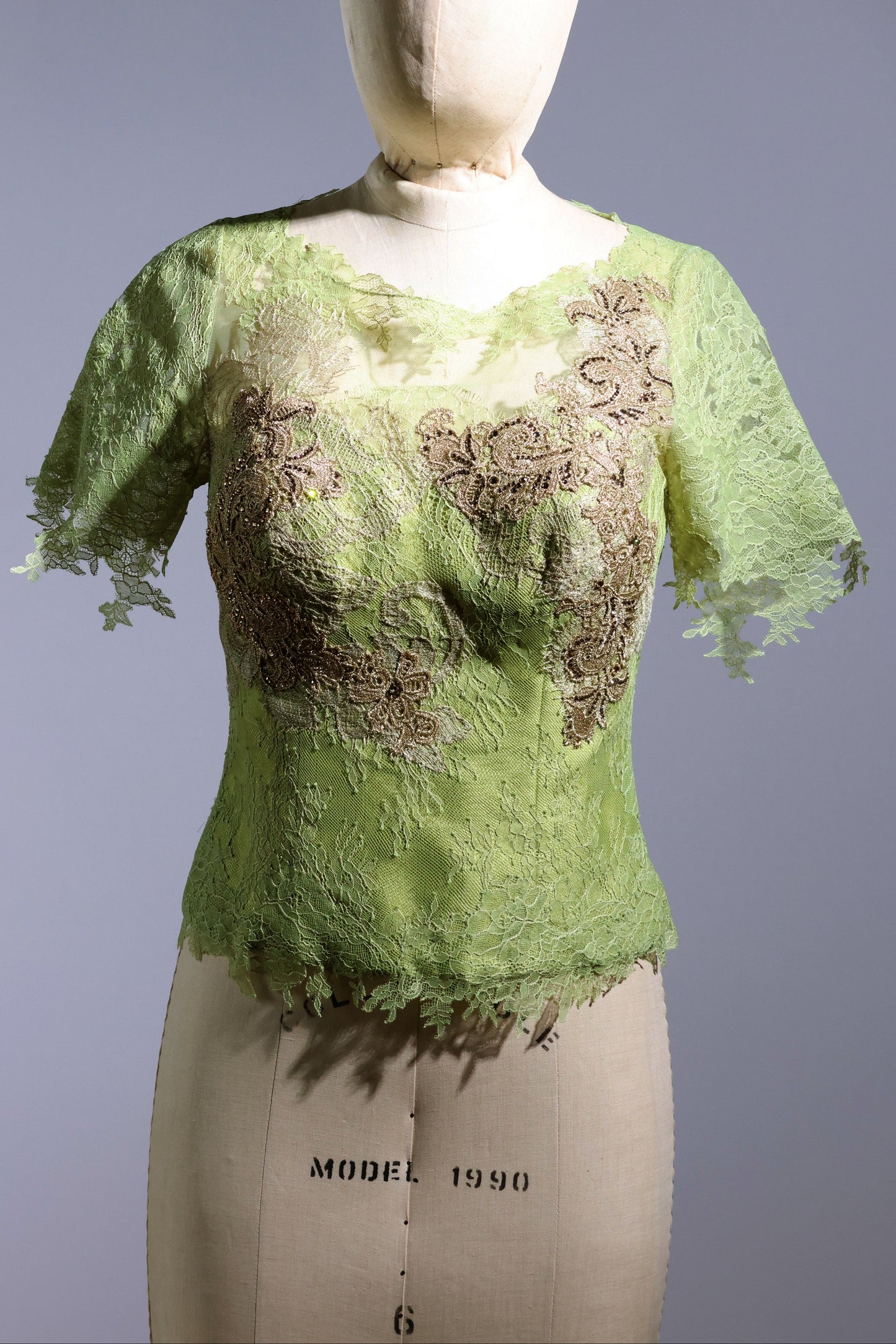 Gatti Nolli Short Sleeve Lace Top - Pistache