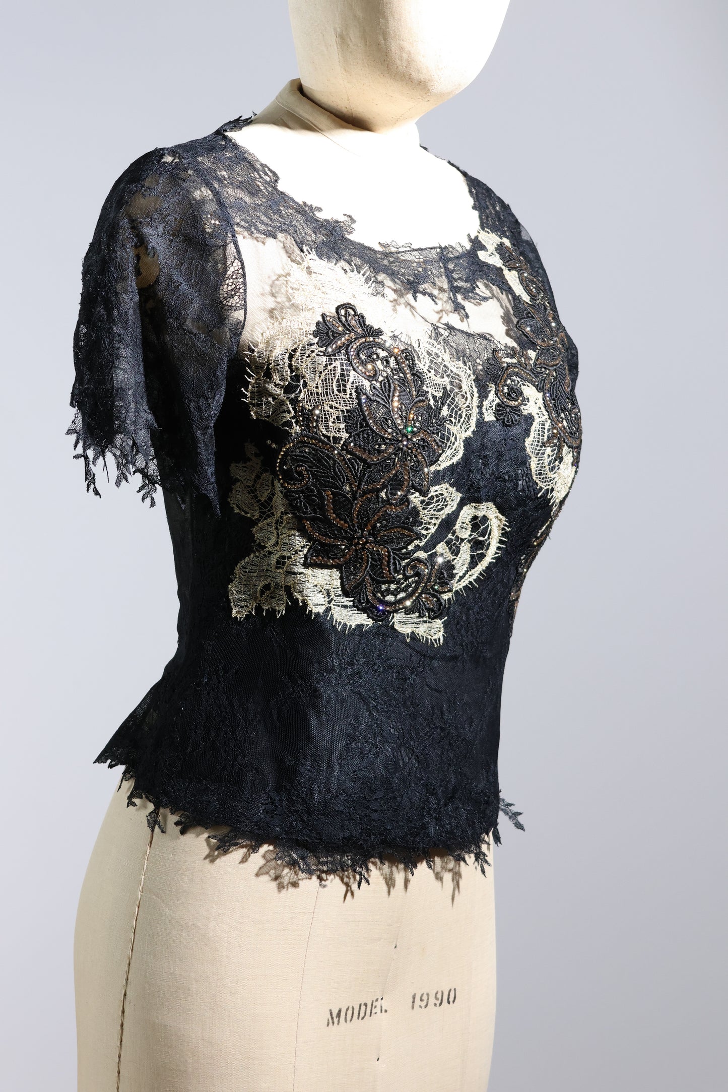 Gatti Nolli Short Sleeve Lace Top - Black