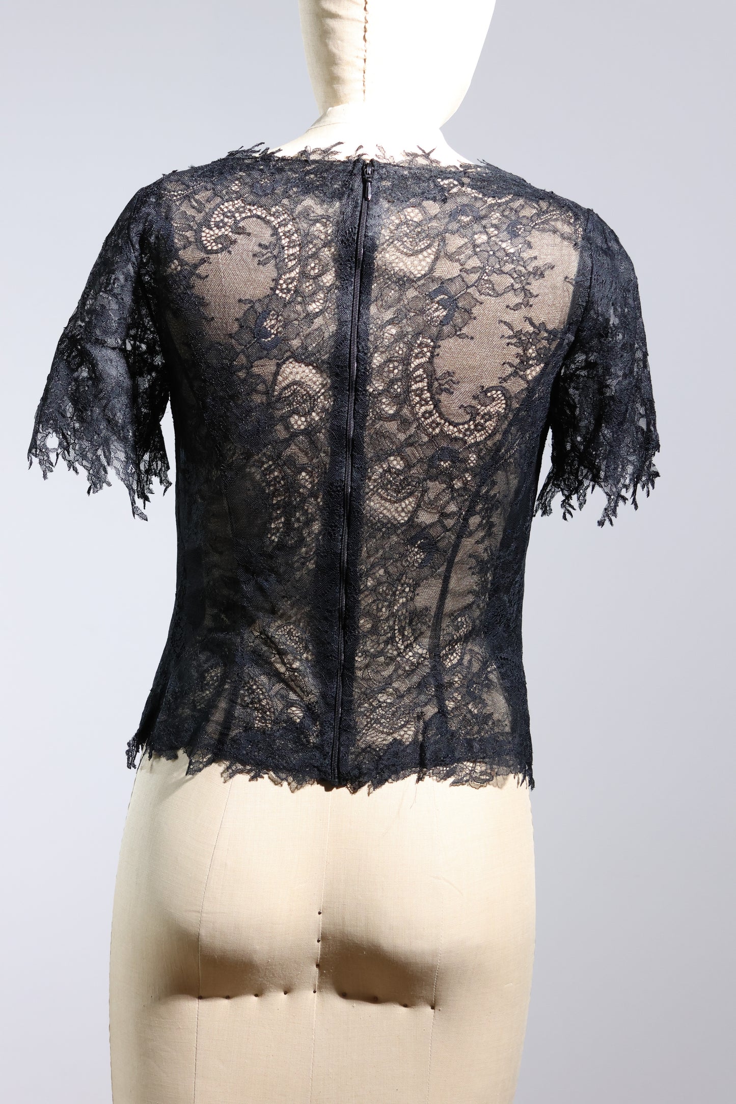 Gatti Nolli Short Sleeve Lace Top - Black