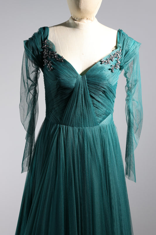 Gatti Nolli Tulle Evening Gown - Green