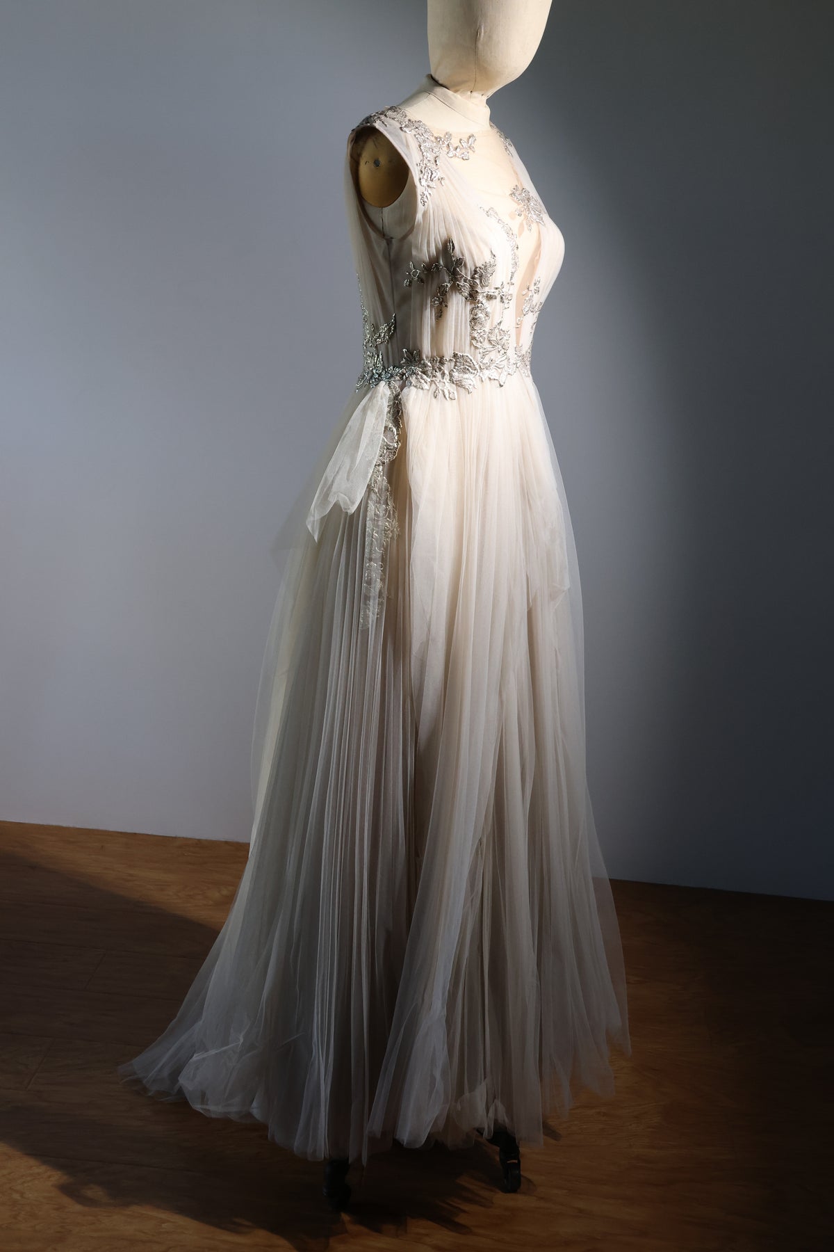 Gatti Nolli Long Tulle Dress — Gold