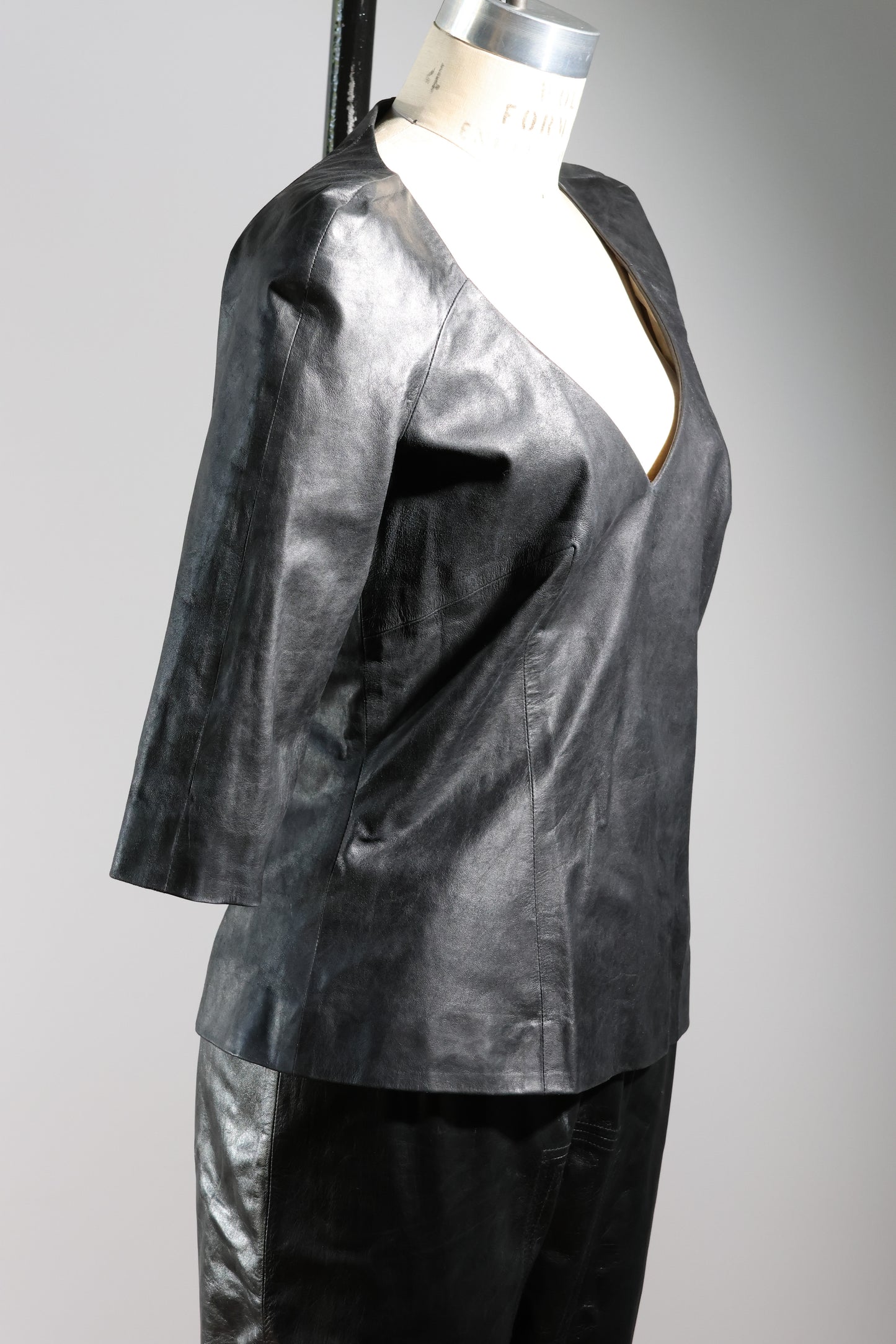 Olivier Theyskens Leather Shirt & Pants Set - Black