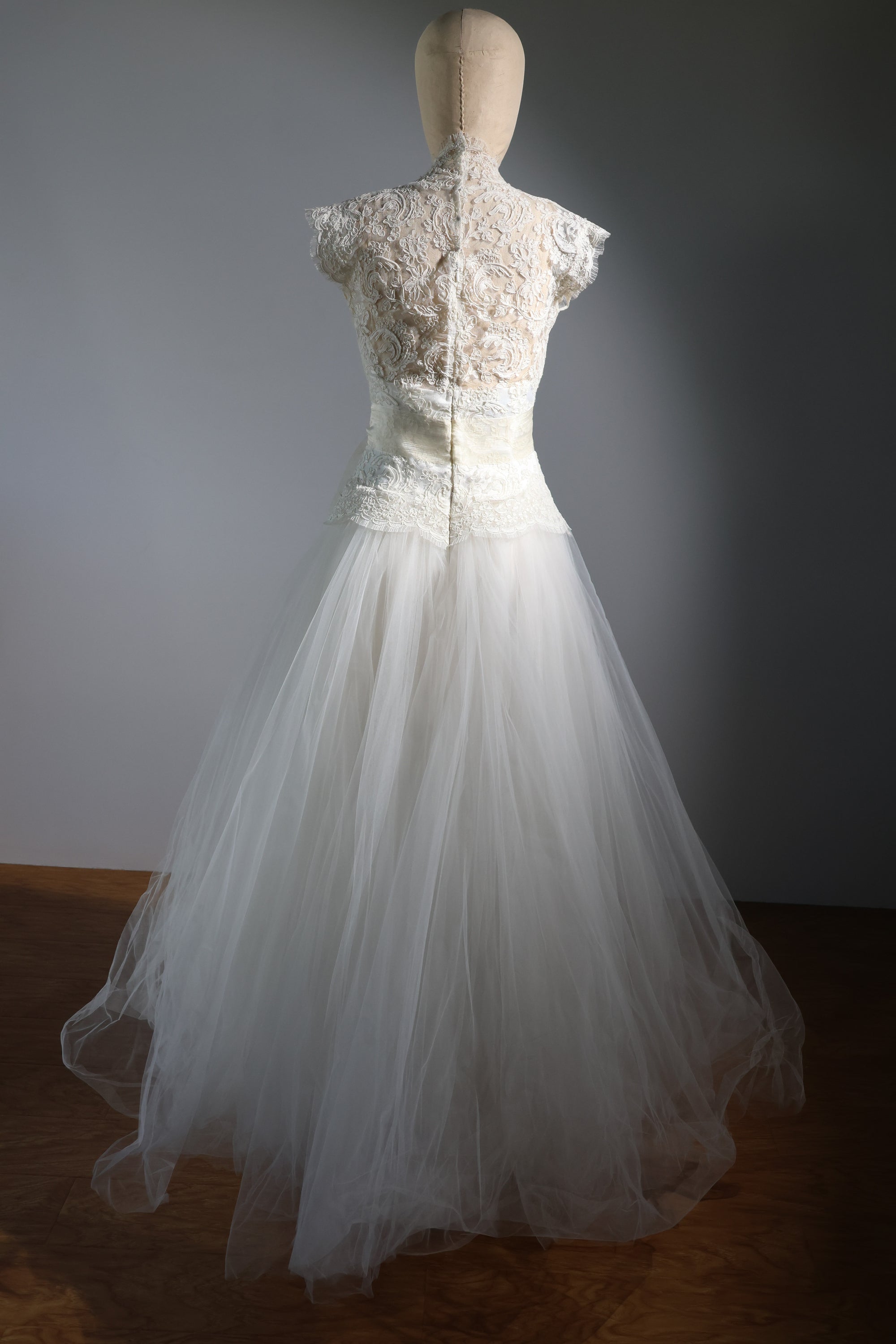 LES HABITUDES Grace Long Silk Tulle Dress — Ivory