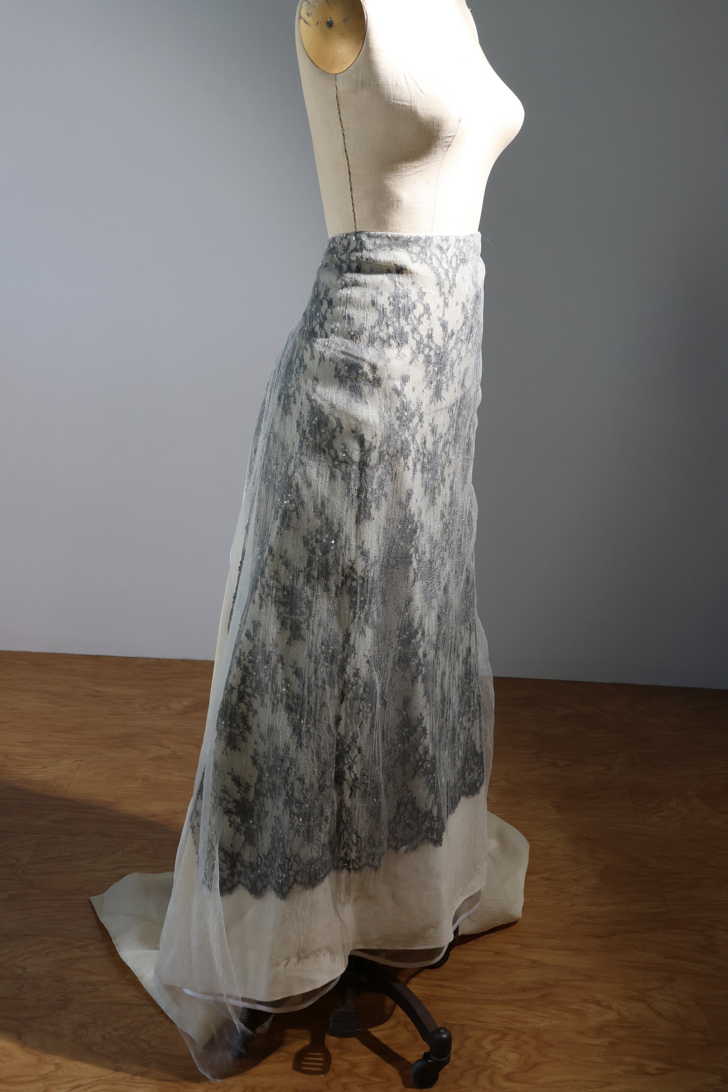 Marc Le Bihan Skirt Brodee Long Silk - Ecru / Black