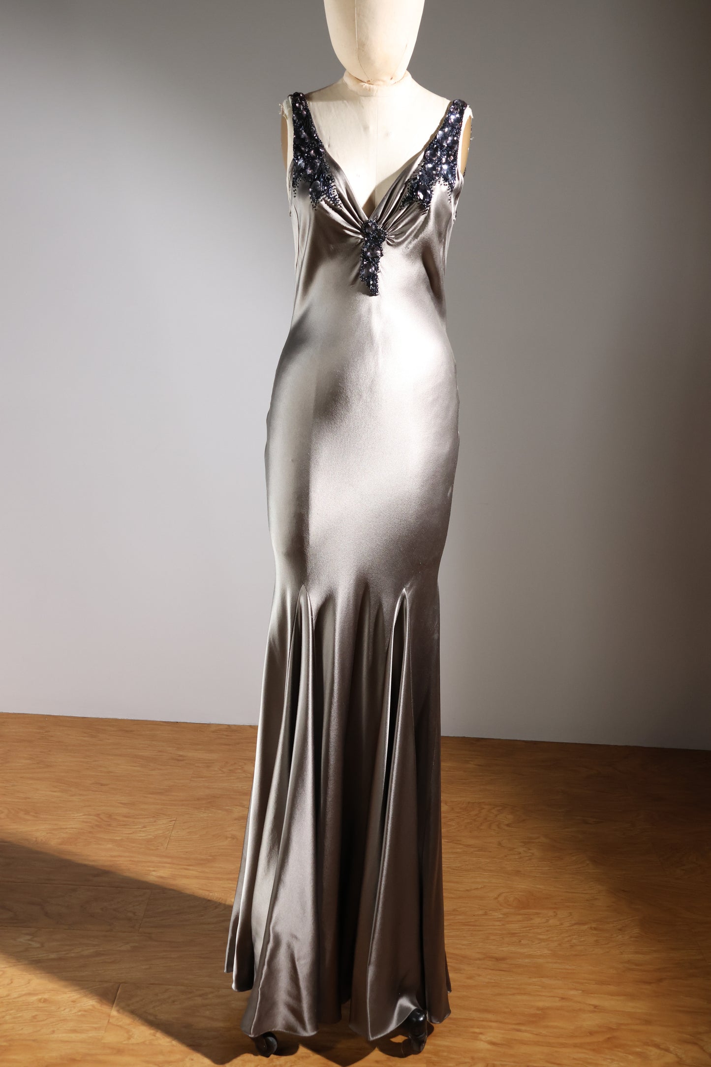 Eavis & Brown Bling Godet Dress - Grey / Black