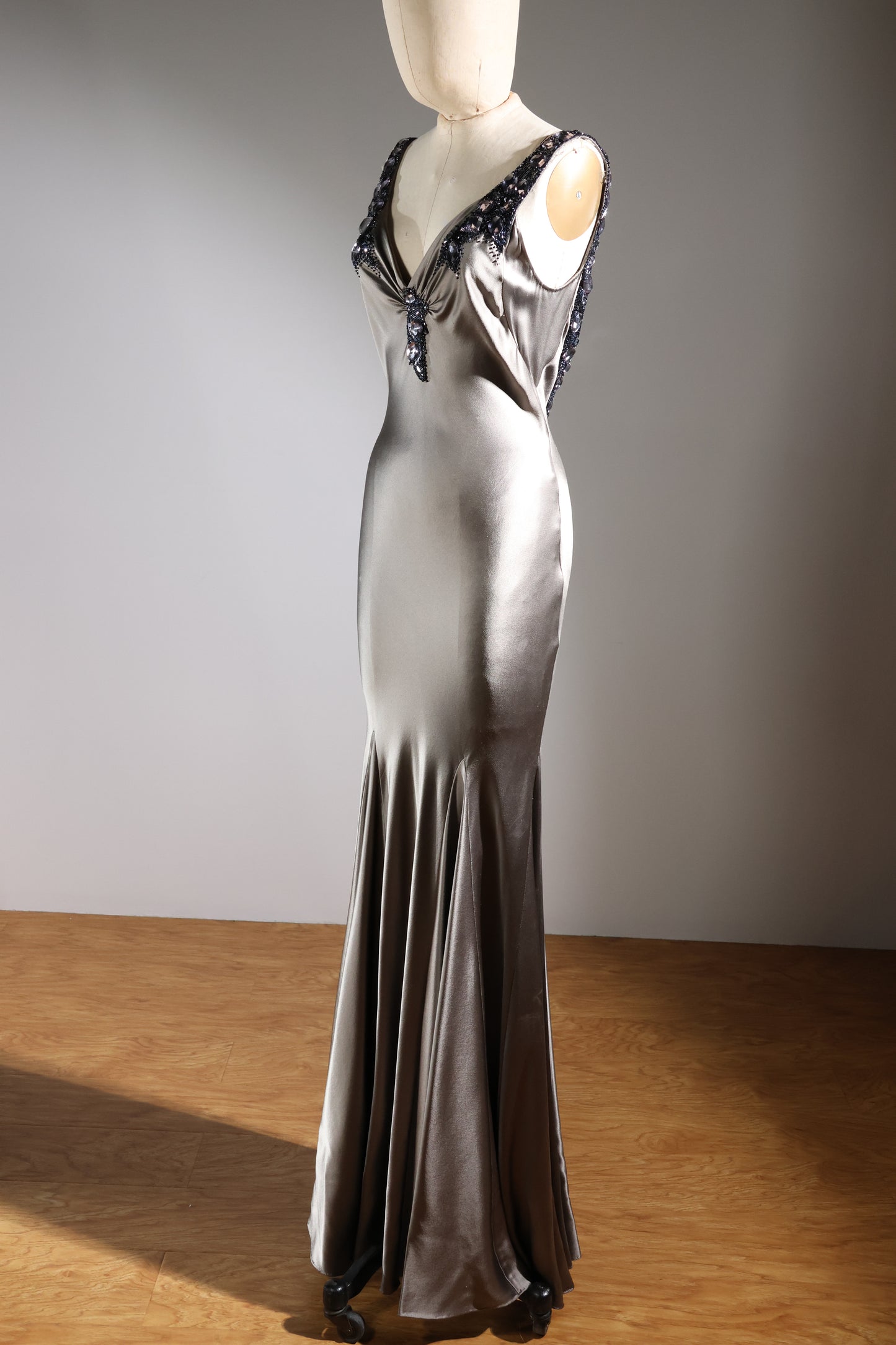 Eavis & Brown Bling Godet Dress - Grey / Black