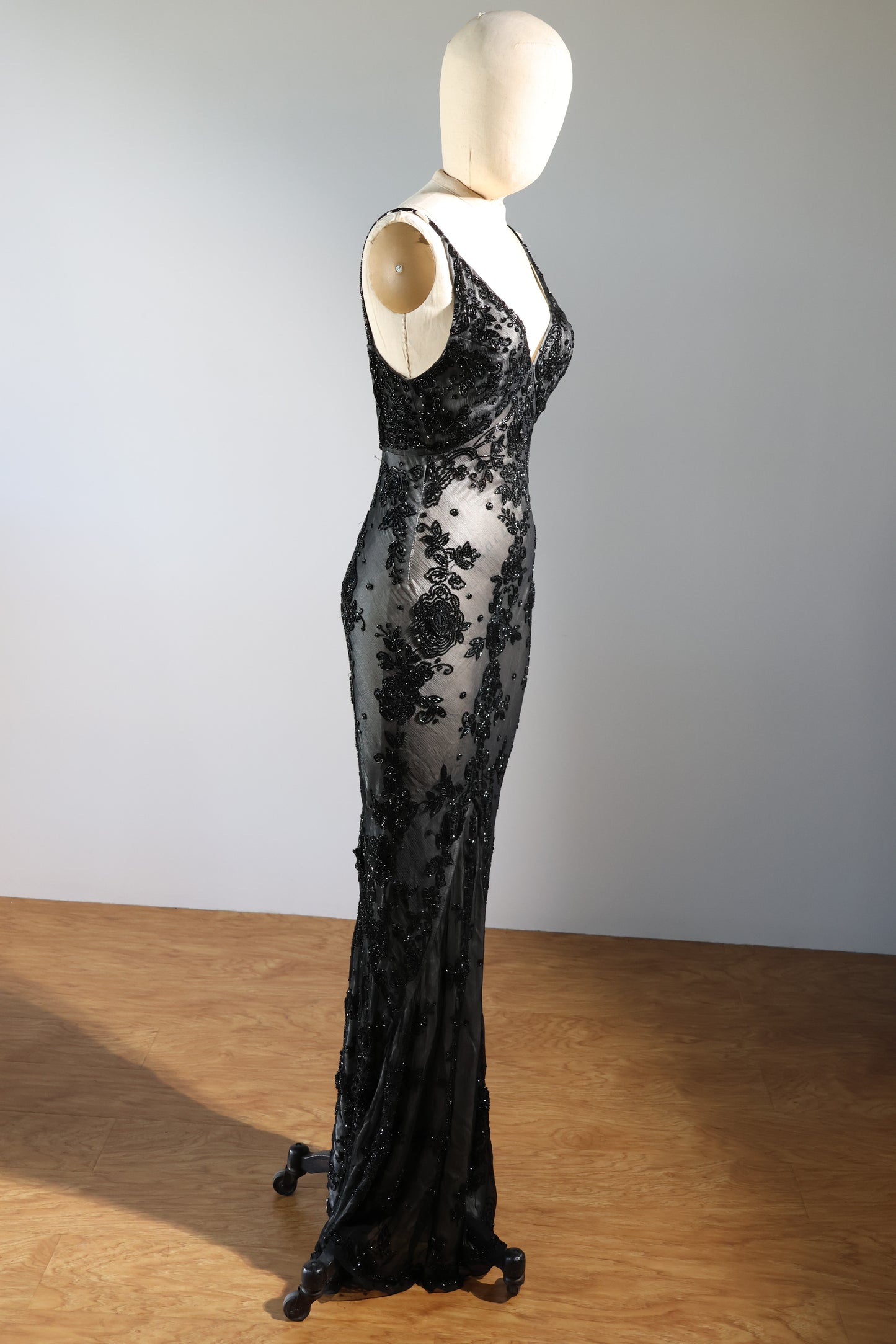 Les Habitudes Beaded Pattern Dress 126 - Black / Ivory