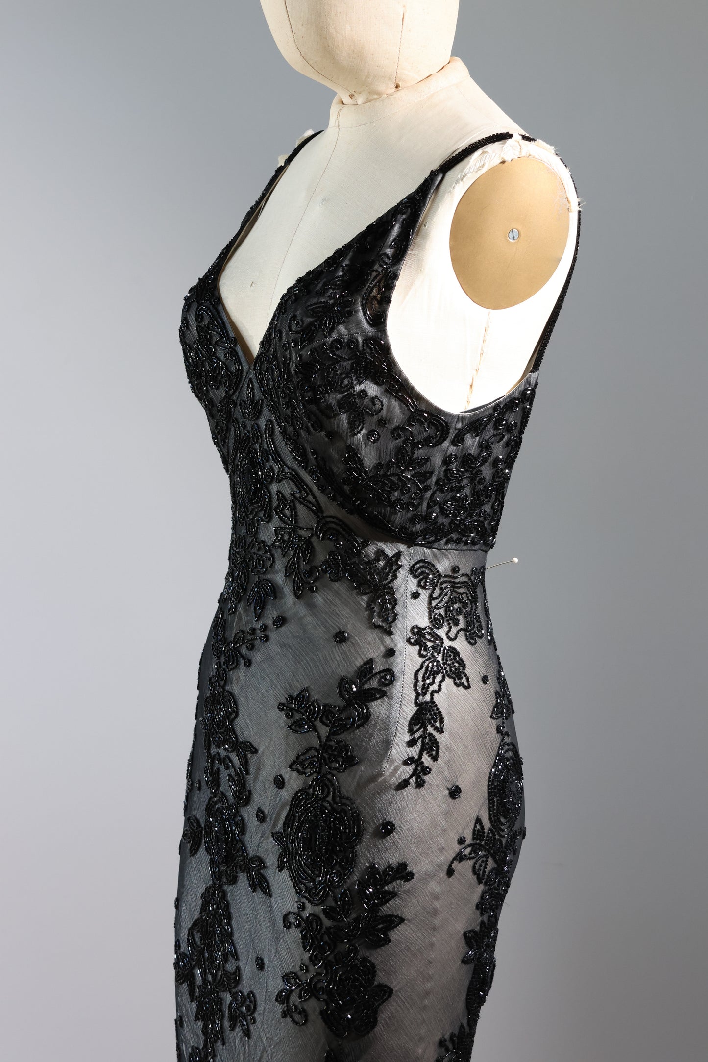 Les Habitudes Beaded Pattern Dress 126 - Black / Ivory