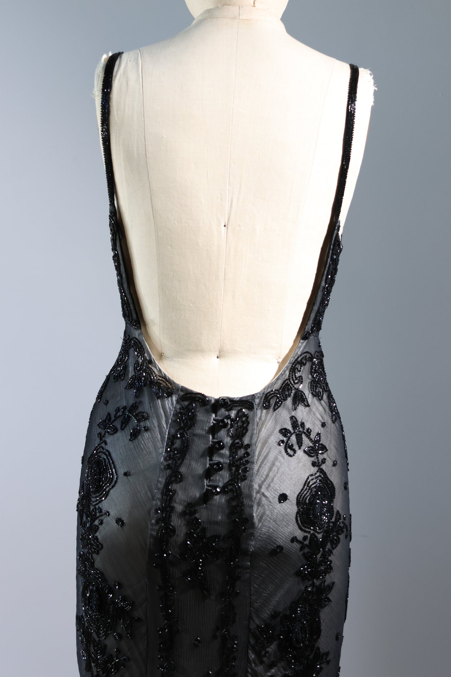 Les Habitudes Beaded Pattern Dress 126 - Black / Ivory